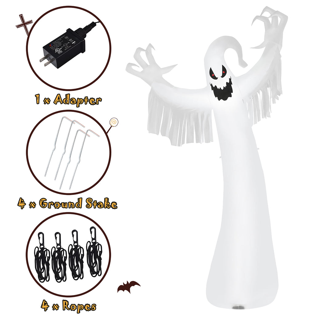 Costway 12ft Inflatable Halloween Blow Up Ghost Decoration w/ Built-in LED Light