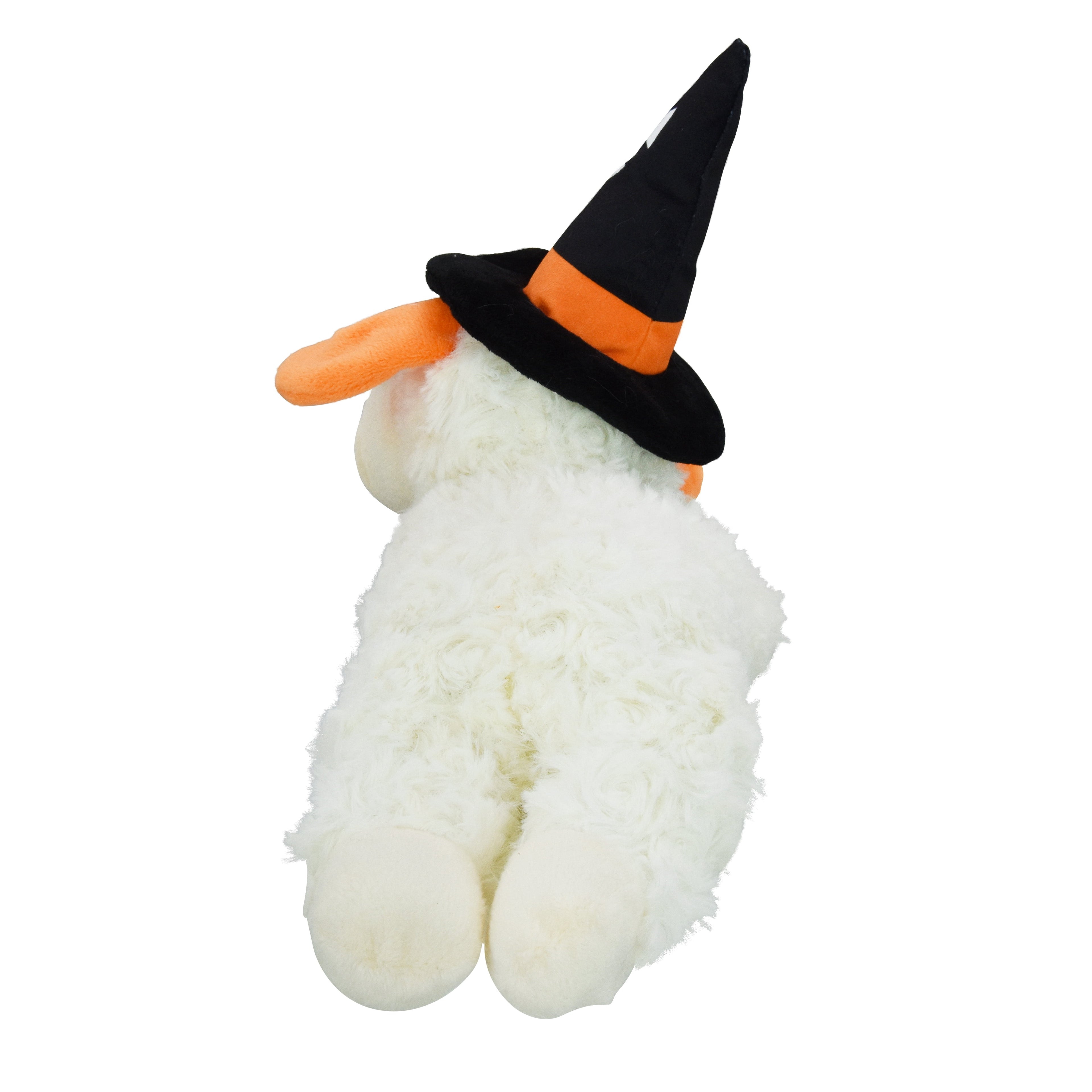 Multipet Halloween Lamb Chop Plush Dog Toy with Witch Hat, Squeaky Holiday Pet Toy