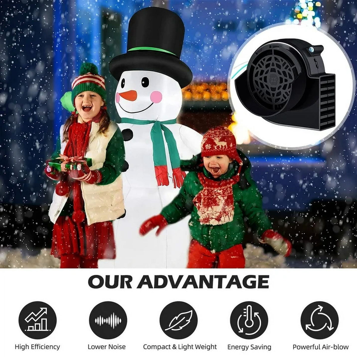 2 Pack Inflatable Air Blower Replacement, Air Fan Blower Motor for Halloween Christmas Airblown Inflatables, for Garden Yard Holiday Decor, 12V/ 1.0A Adapter
