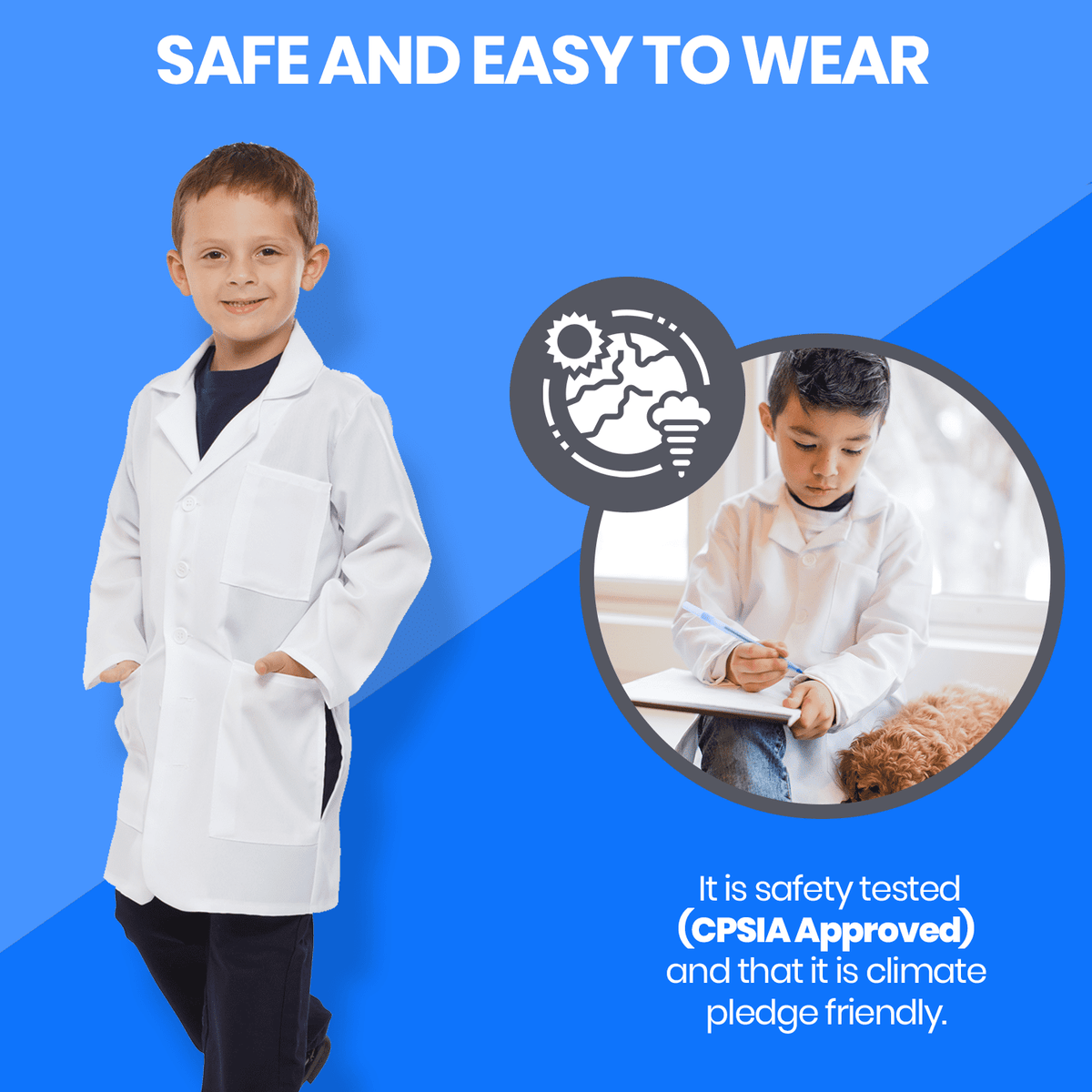Dress Up America Kids White Lab Coat Doctor Costume Scientist Costume for Boys & Girls