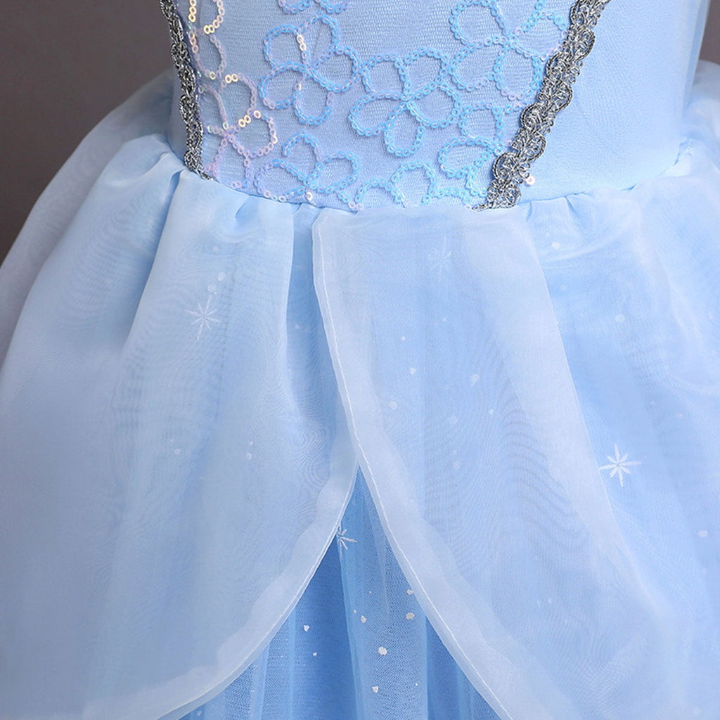 HAWEE Girls Princess Costume Dress, Butterfly Tulle Long Ball Gown with Accessories, Birthday Party & Halloween Costume Age 2-7 Years