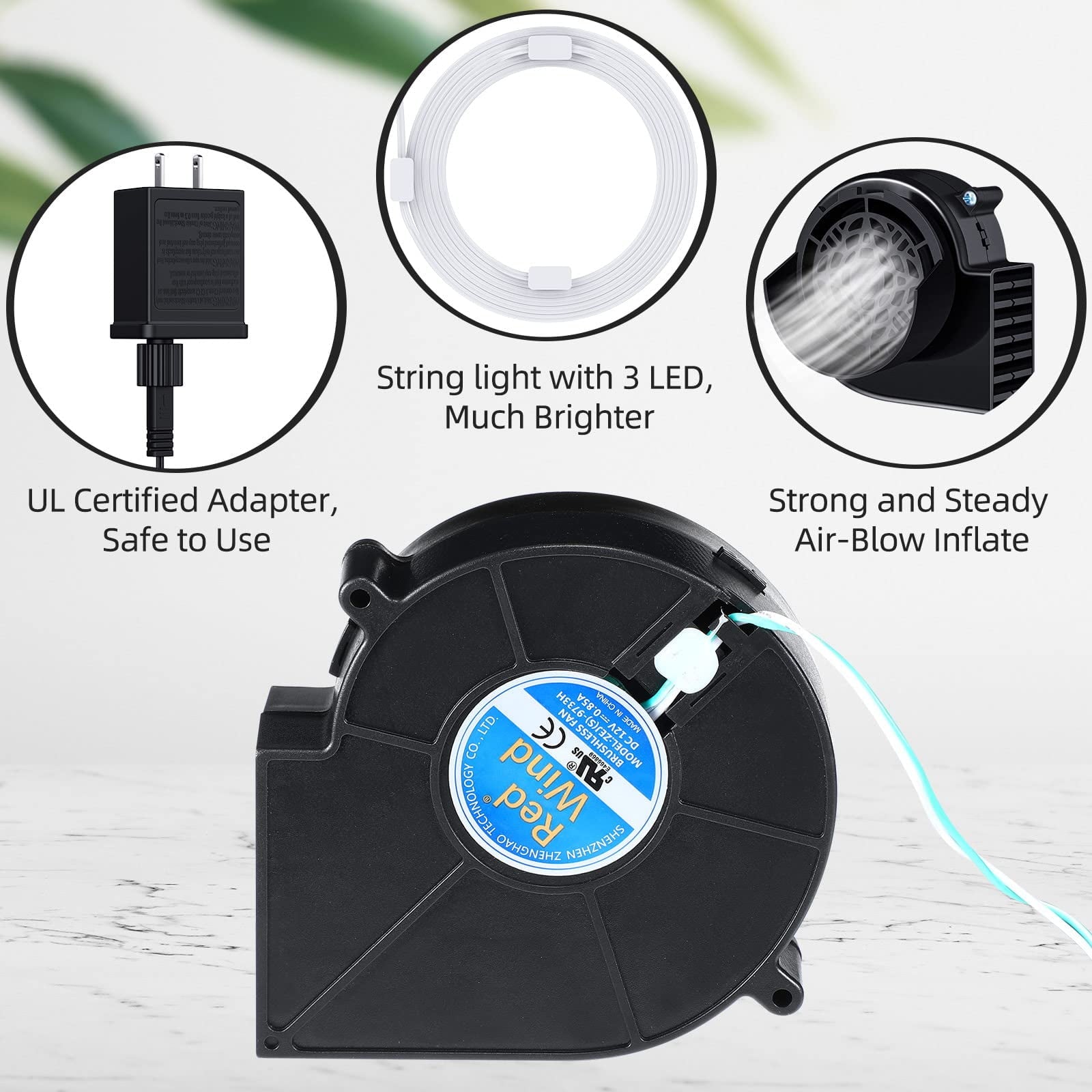2 Pack Inflatable Air Blower Replacement, Air Fan Blower Motor for Halloween Christmas Airblown Inflatables, for Garden Yard Holiday Decor, 12V/ 1.0A Adapter