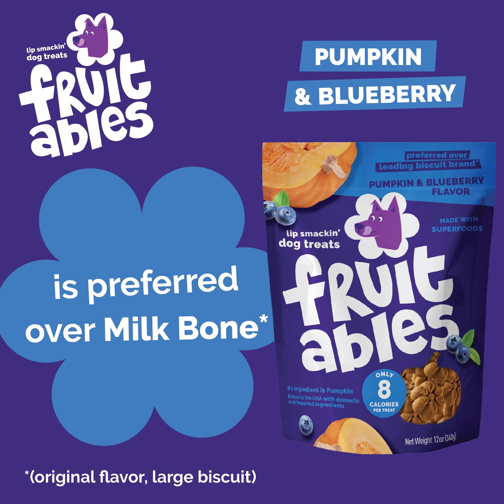 Fruitables Baked Pumpkin & Blueberry Flavor Treats for Dogs - 7 oz