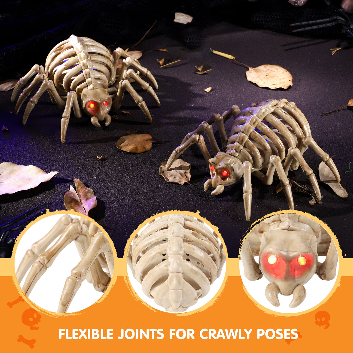 Joyfy 2 Pcs Duck Skeleton Halloween Decoration,4.5 Inch Posable Plastic Animals Halloween Skeleton for Indoor Outdoor Halloween Decorations,Haunted House Party Props