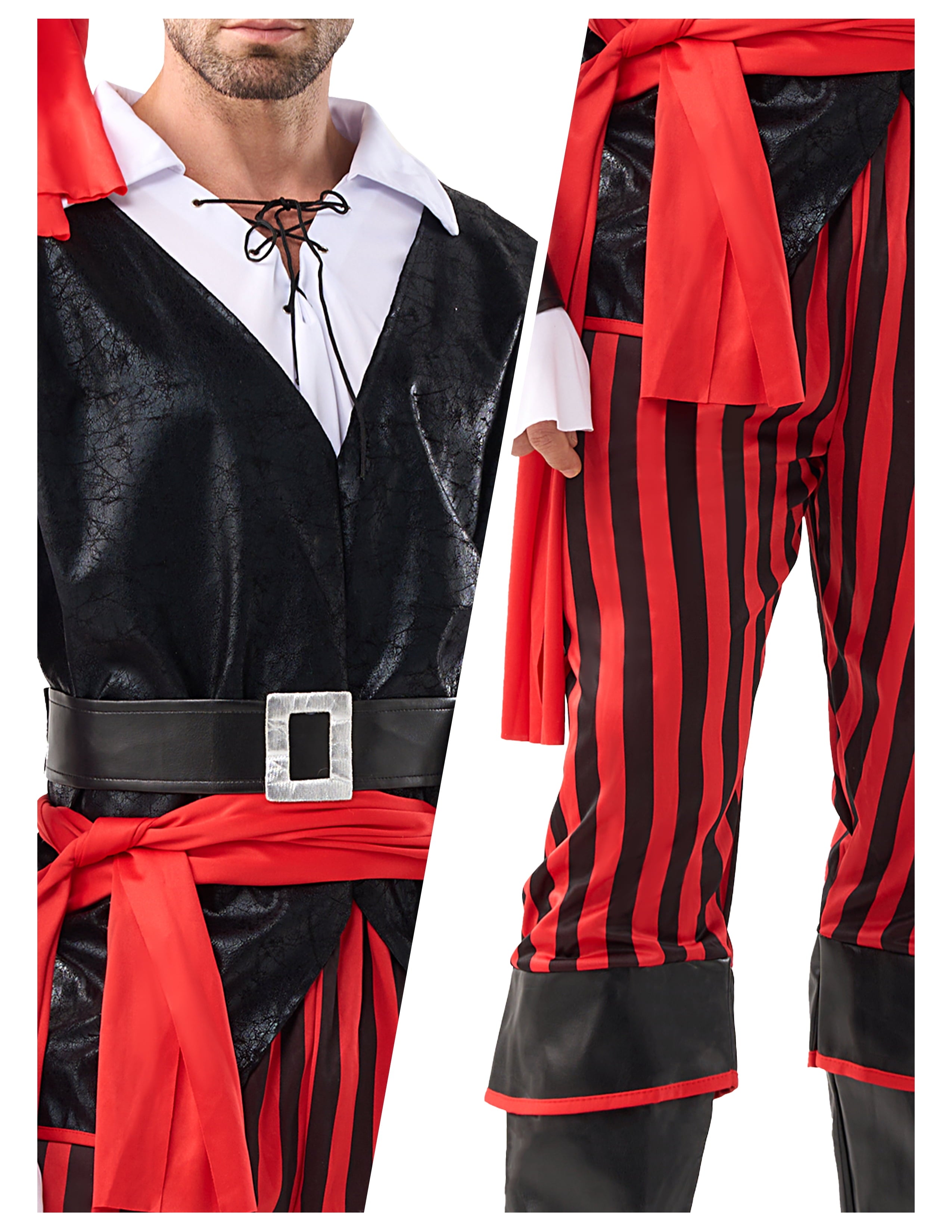Joyfy Men Pirate Costume Set, Adult Halloween Costume Renaissance Medieval Viking Pirate Costume for Halloween Fancy Dress Up Party Cosplay