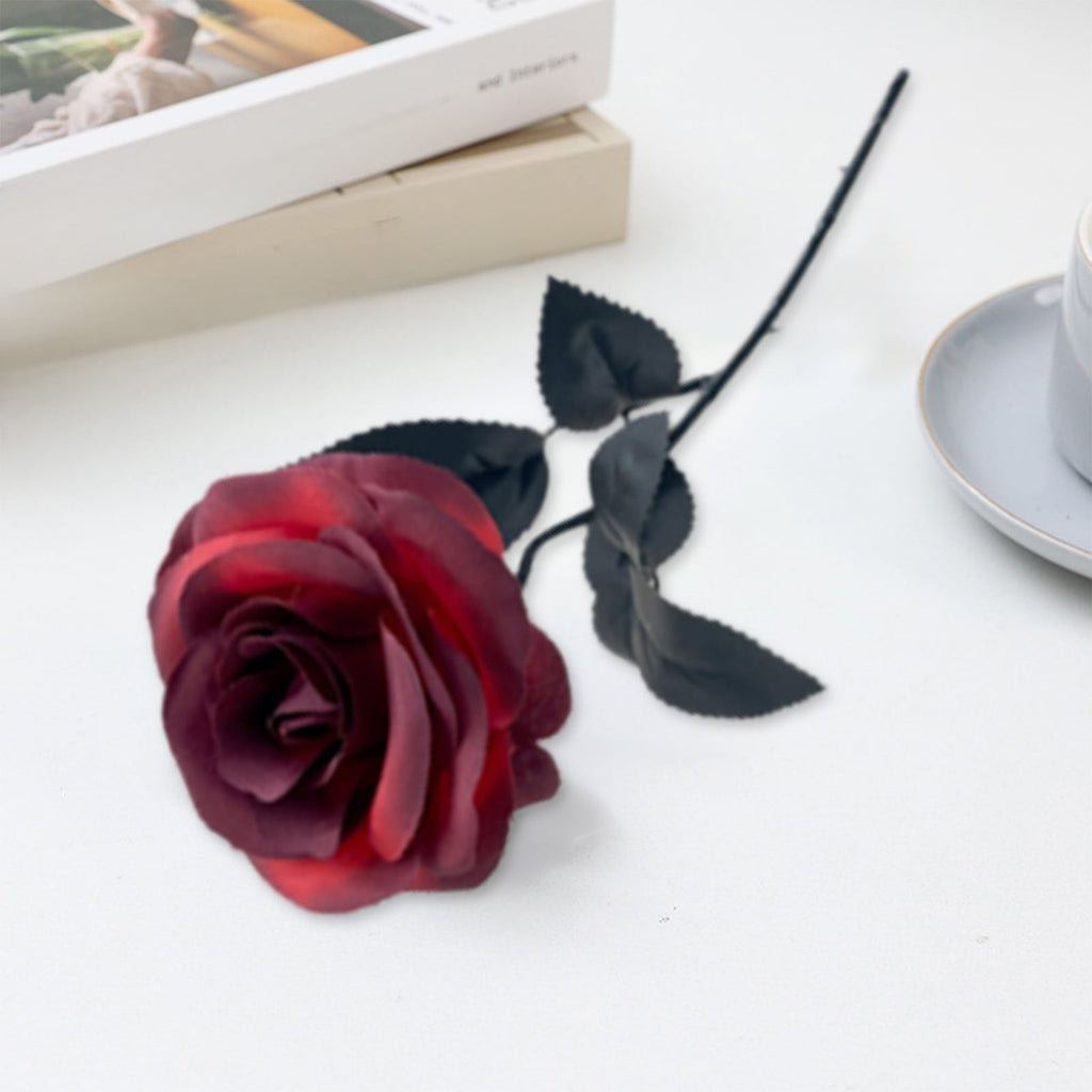 AZXY Halloween Decor, Halloween Indoor Decor, Halloween Tabletop, Artificial White Silk Rose Stems, Gothic Fake Floral Bouquet, Halloween Decorations for Home Table Party Decor