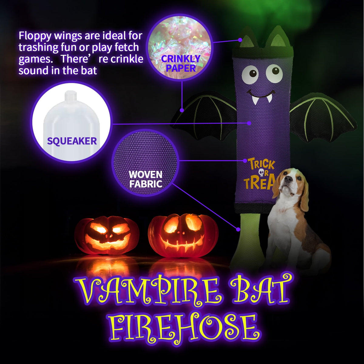 All For Paws Halloween 4-Pack Dog Toy Set - Gift Box Includes Dog Lick Mat, Puppy Squeaky Firehose Toy, Latex Dog Chew Toy & Dog Treat Dispenser