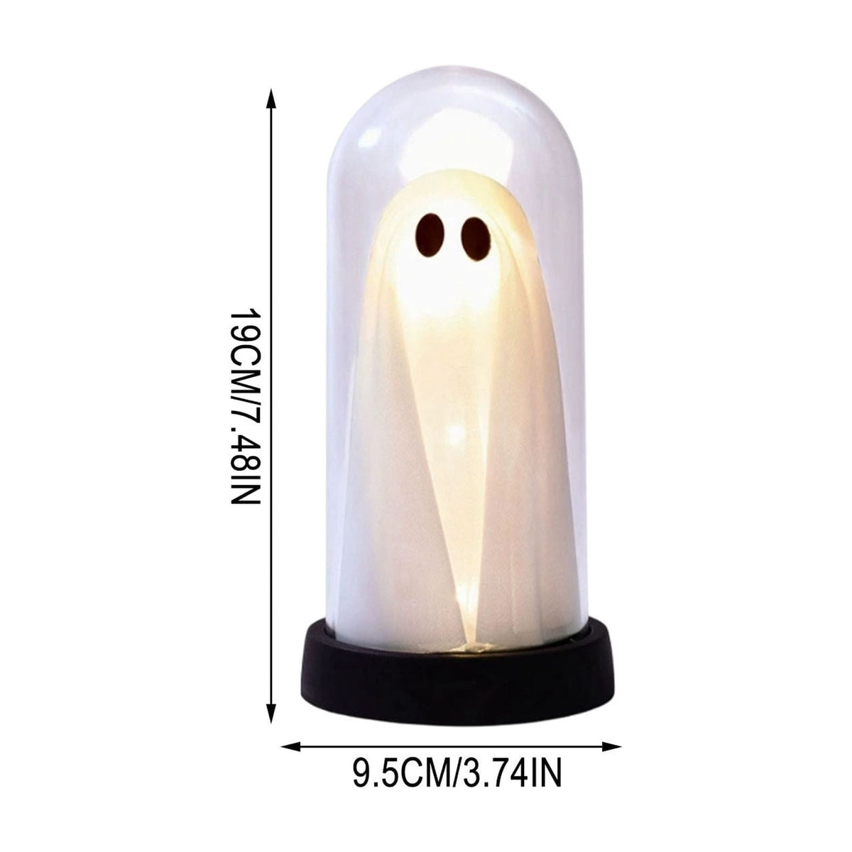 Darzheoy Halloween Decoration Ghost Cloche Lamp, with 3 Mini Figurines, Halloween Ghost Spooky, White Warm Glow, 1 Count