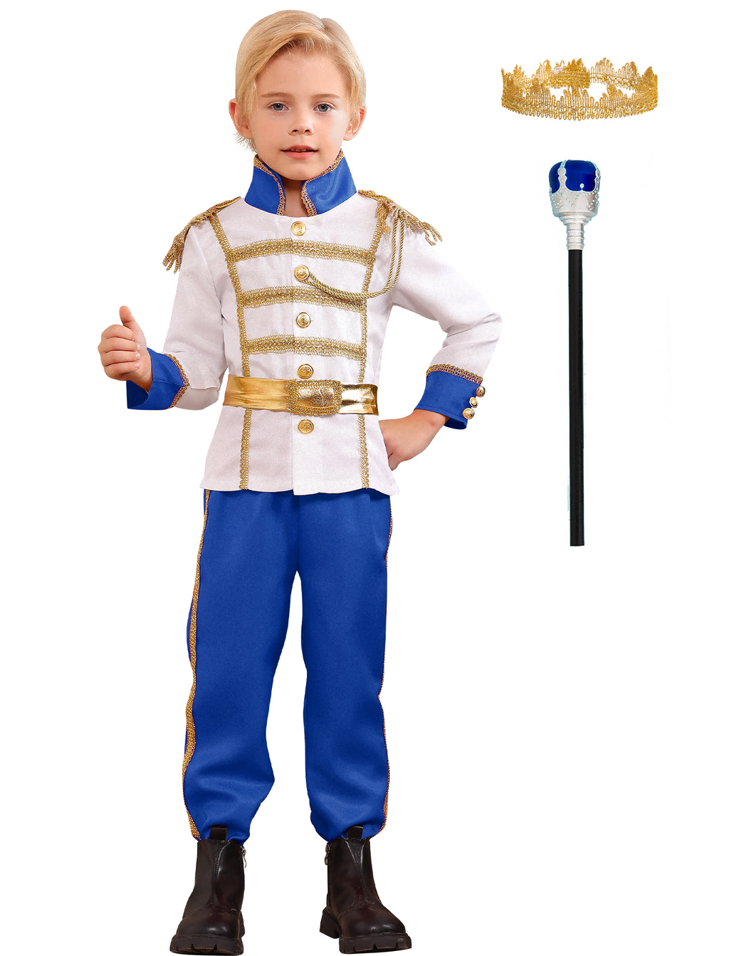 IBTOM CASTLE Boys Prince Charming Costume Halloween Cosplay Dress up Birthday Party Medieval Royal Prince Outfits for Toddler Child 3-4 Years Red 4pcs