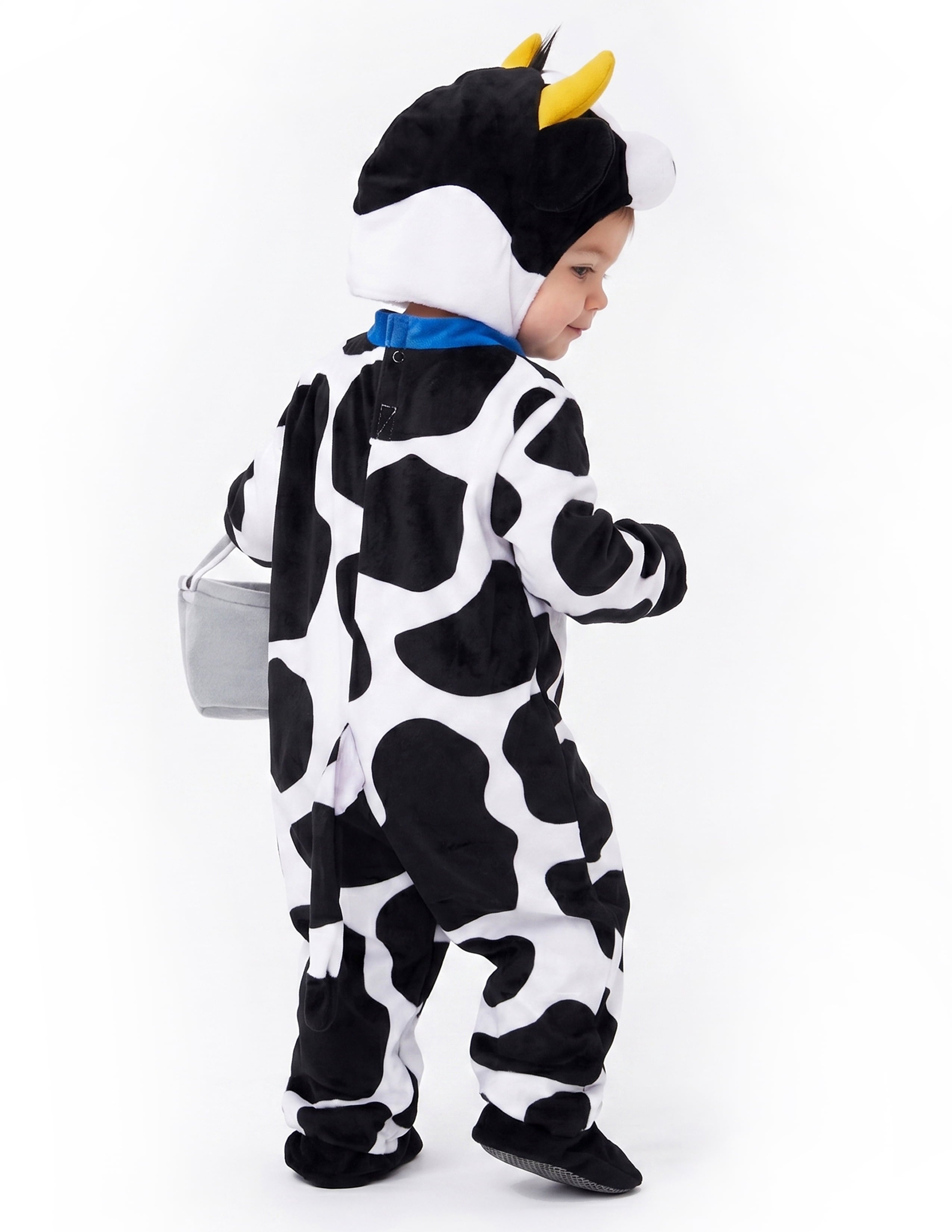 Joyfy Baby Cow Costume with Milking Bucket for Toddler, Kids Halloween Farm Party Dress up Role Playing Cosplay 0-5 Years