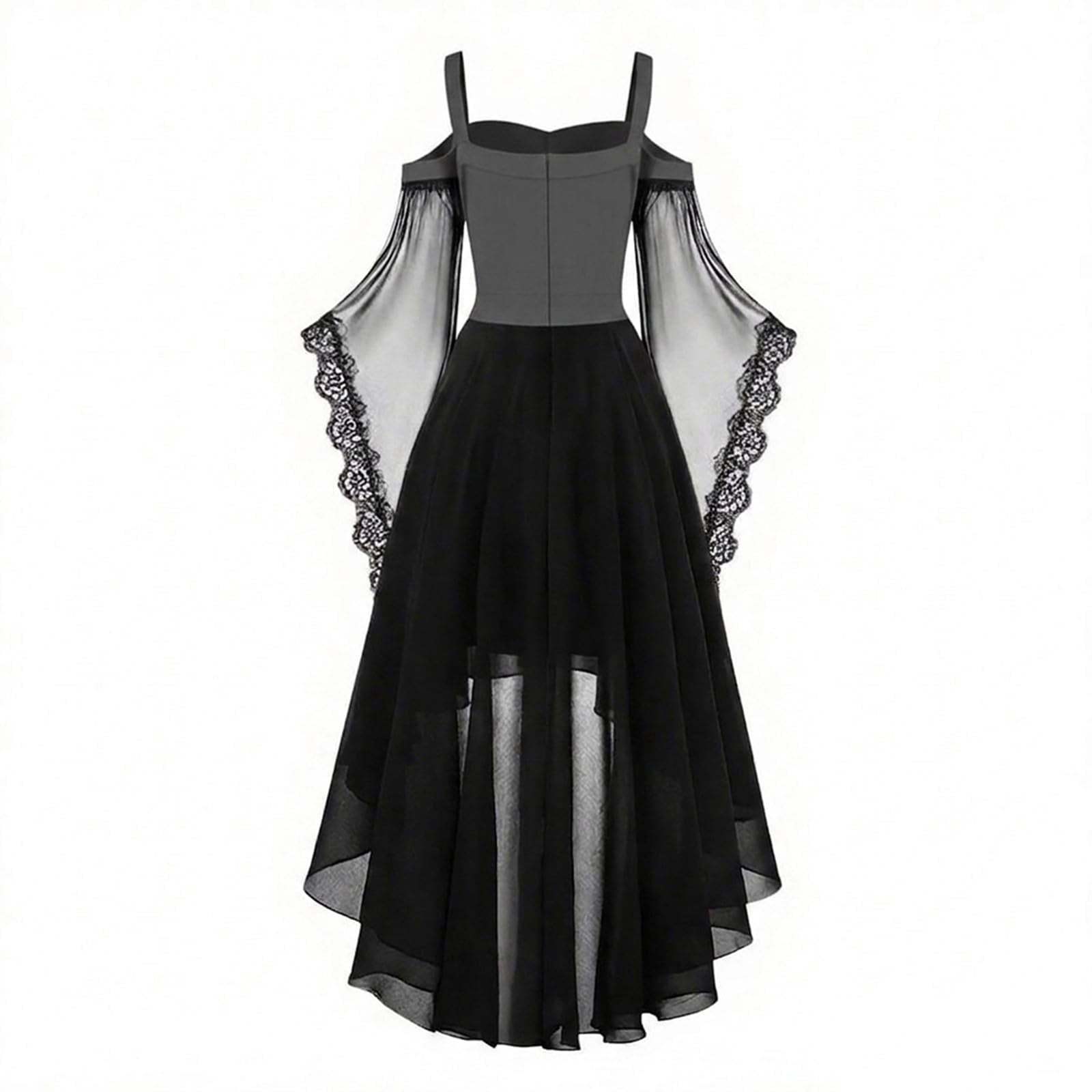 Witch Dress Women 2026 Halloween Costumes Woman Adults Medieval Vampire Butterfly Sleeve Mesh Gothic Outfits Red S
