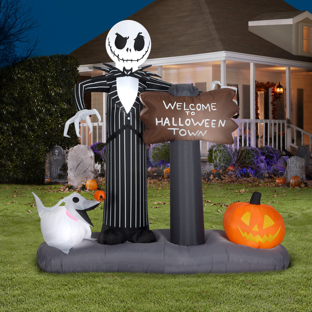 Gemmy Industries Yard Inflatables Nightmare Before Christmas Halloween Town Scene, 6 ft