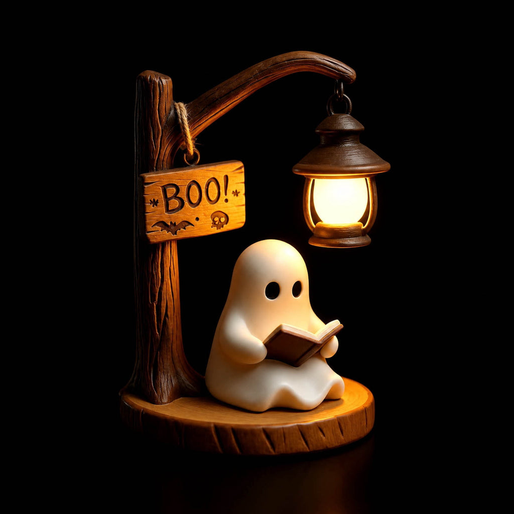 Ghost Bubble Bath LampHalloween Bathroom Decor Gifts Under 20 Bathtub Ghost & Dog Resin Figurine, Warm LED Halloween Tabletop Decor for Bathroom, Bedroom, Kids Room & Fall Home Accent