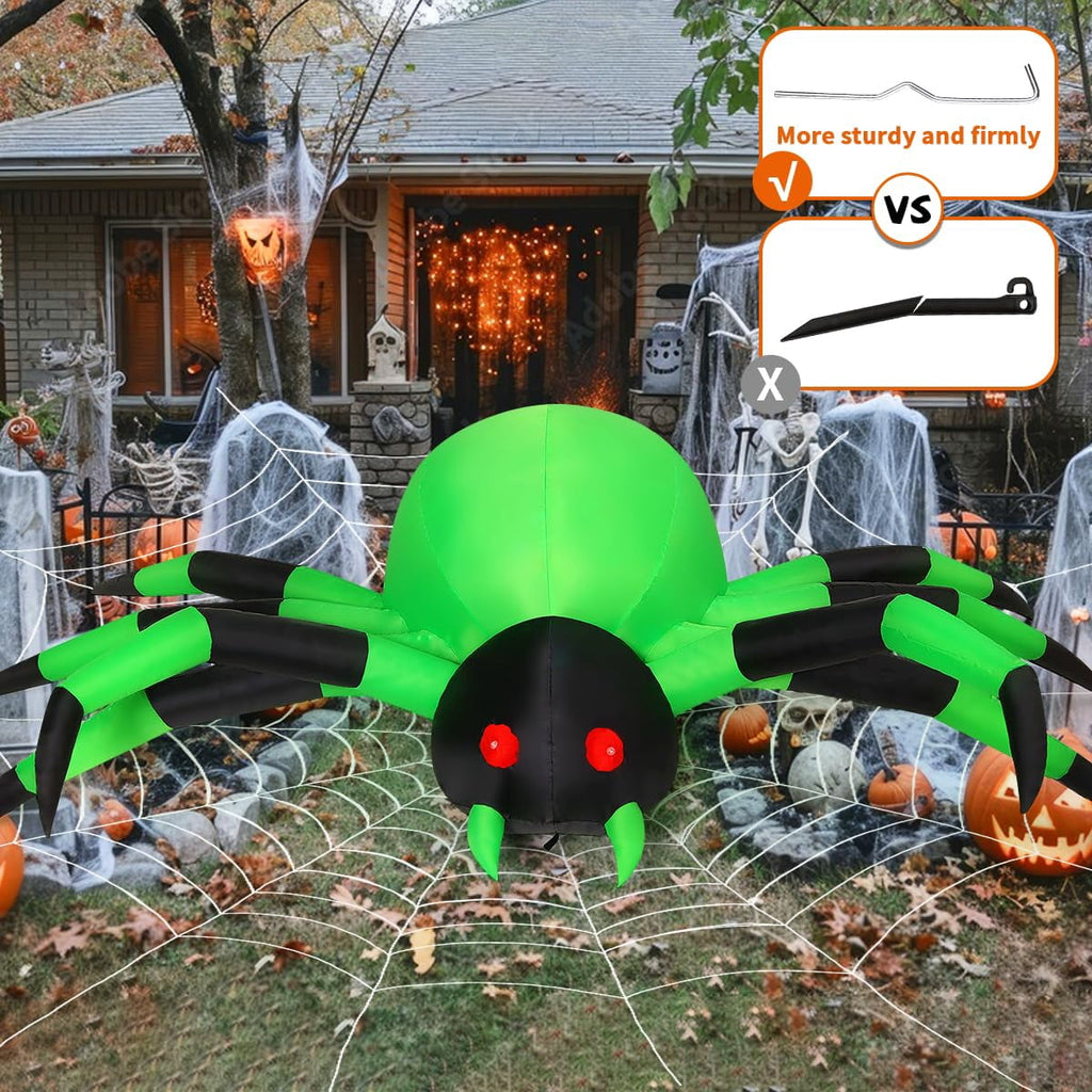 COMIN Halloween Inflatables 9 FT Width Spider Blow Up Yard Decoration with Built-in LED for Yard Garden Party Lawn