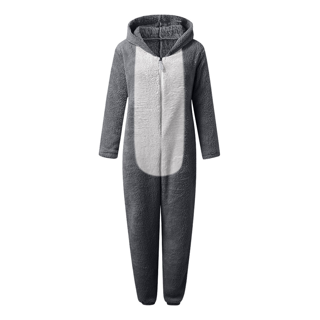 QATAINLAV Sherpa Fleece Jumpsuit for Women Winter Warm Fuzzy Onesie Pajamas Cute Cat Hooded Romper Casual Zip Up Overalls Sleepwear Black XL