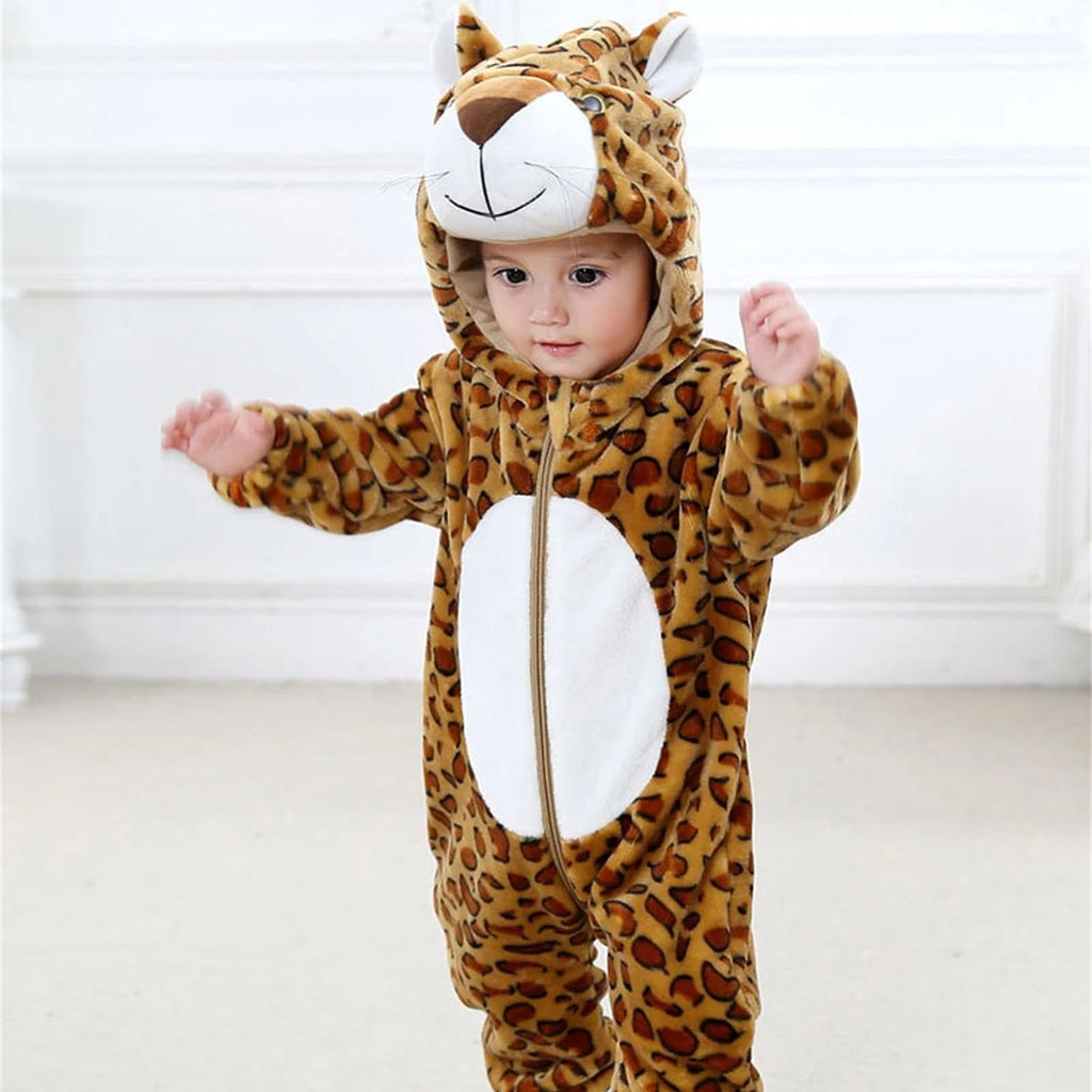 WIBACKER 0-3T Unisex Baby Animal Costume Winter Autumn Flannel Hooded Romper Christmas and Halloween Dinosaur Cosplay Jumpsuit