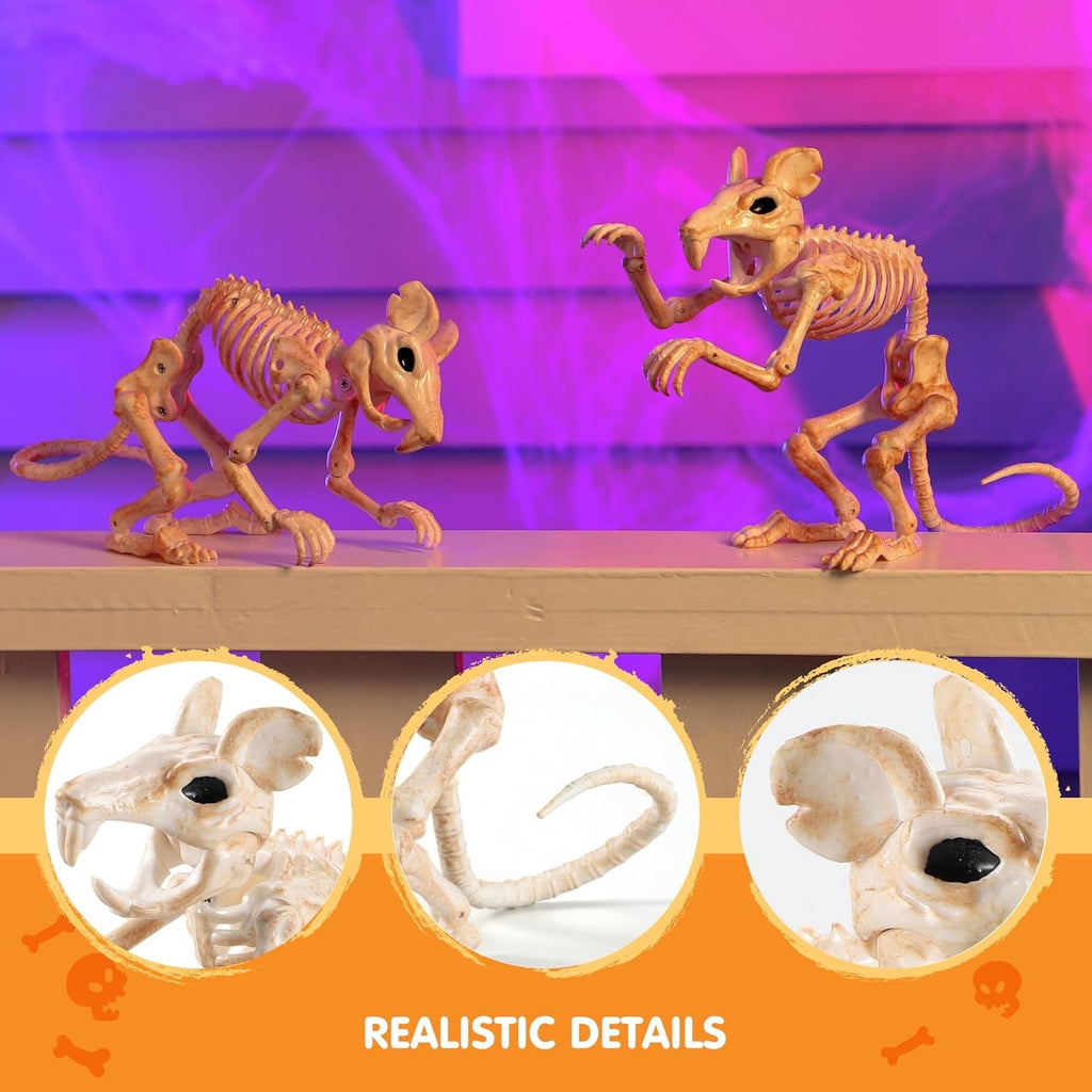 Joyfy 2 Pcs Duck Skeleton Halloween Decoration,4.5 Inch Posable Plastic Animals Halloween Skeleton for Indoor Outdoor Halloween Decorations,Haunted House Party Props