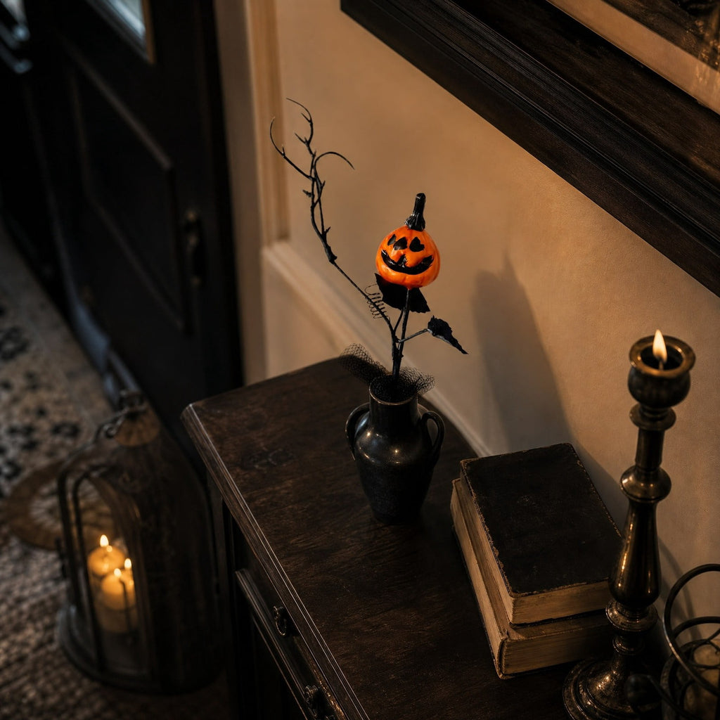 1Pc Halloween Mini Pumpkin Branches Artificial Black Twigs Vase Fillers for Table Mantel Centerpiece Creepy Gothic Scary House Decor