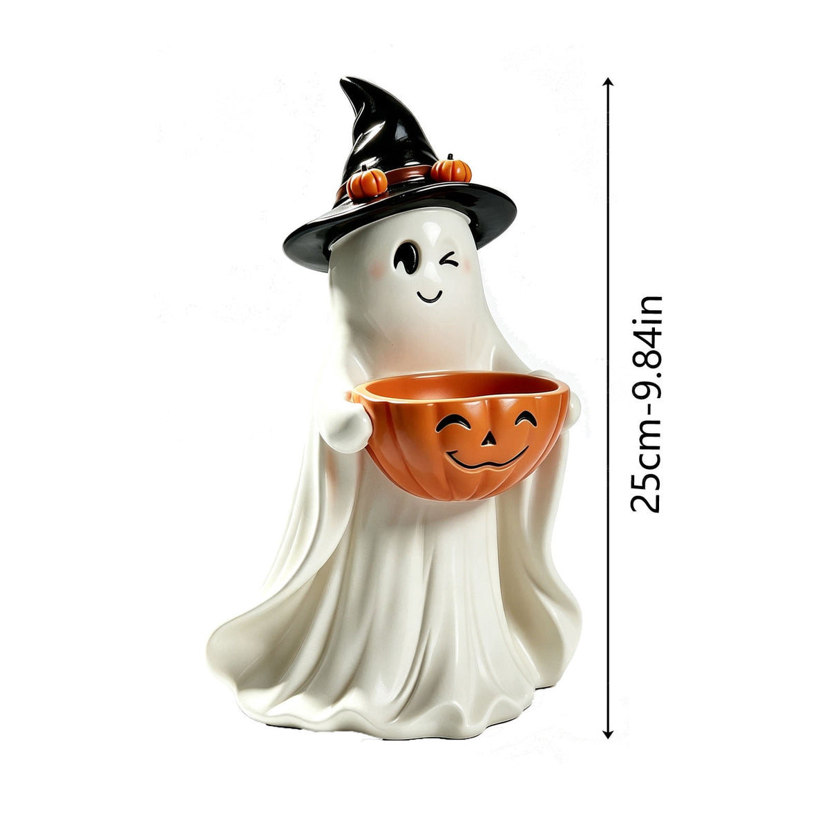 Cute Reading Ghost in Teacup Figurine, Resin Ghost Statue with Pink Bow Heart Floral Cup, Table Centrepiece Tiered Tray Desk Shelf Decor, Small Halloween Decorations, 4.5 Inch