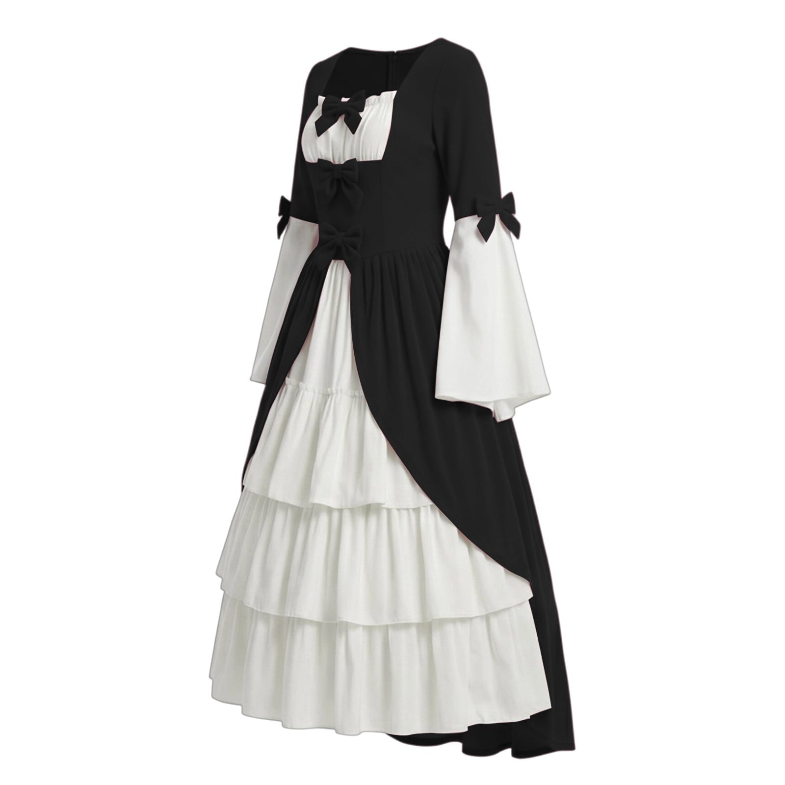 Gothic Dresses for Women Medieval Renaissance Halloween Costume Lace Up Corset High Low Ruffle Hem Square Neck Vintage Gown