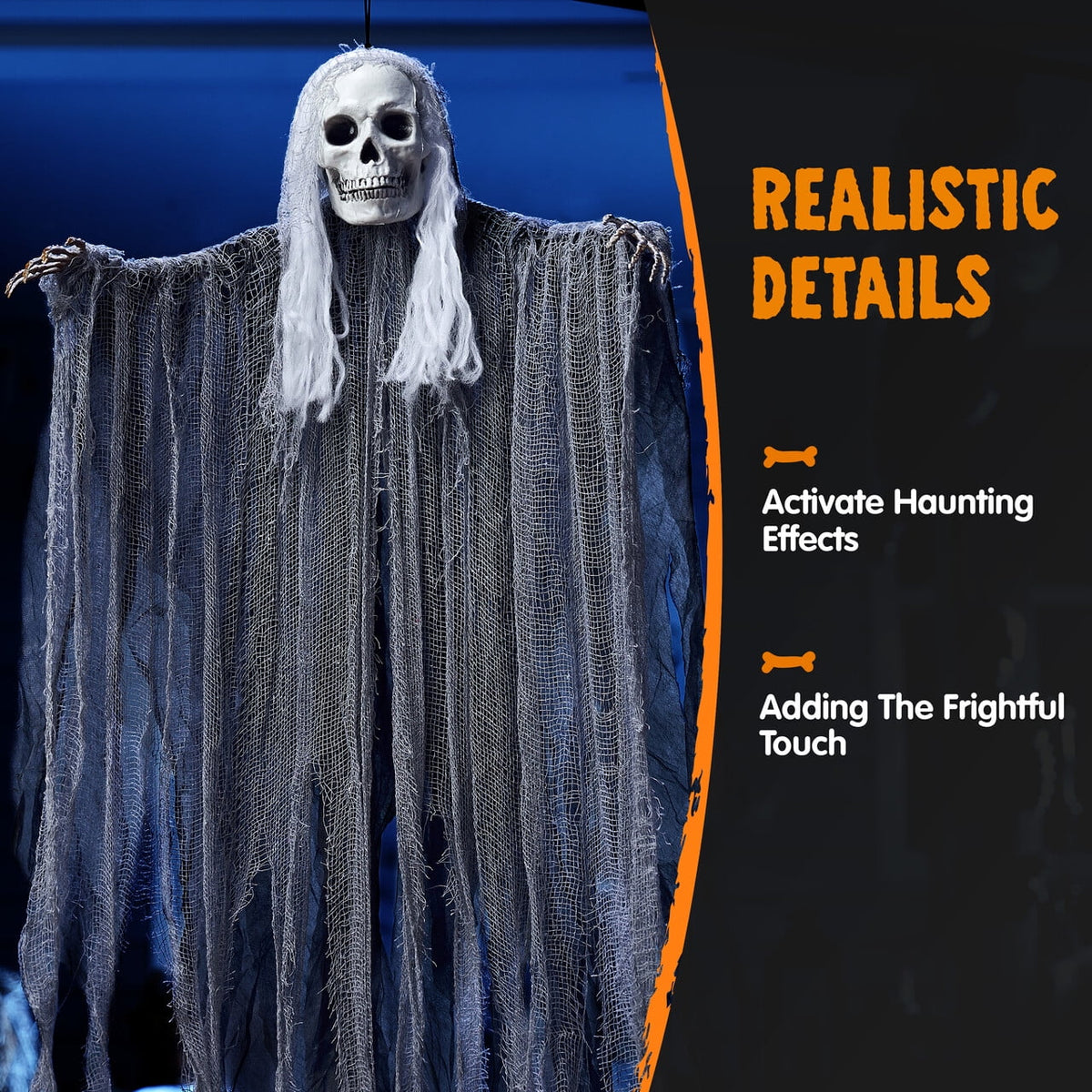 Joyfy 3 Pack Halloween Hanging Ghosts,Scary Skeleton Ghosts Grim Reapers Decorations for Halloween Indoor Outdoor Yard Home Decorations