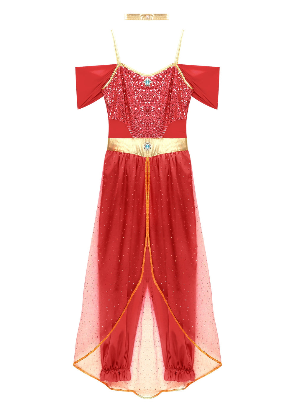 YiZYiF Women's Arabian Princess Dance Costume Halloween Party Fancy Dress Shiny Belly Dance Jumpsuit Turquoise B 4XL