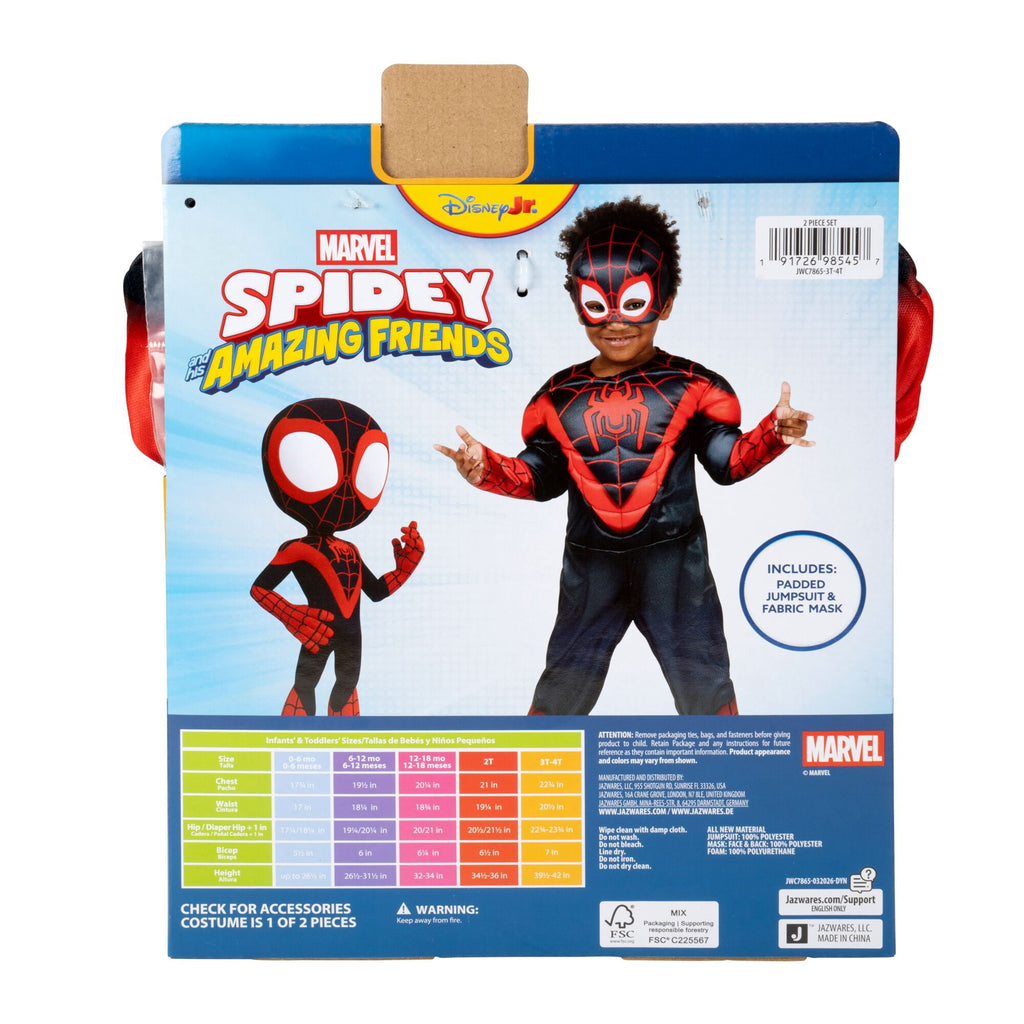 Marvel's Miles Morales Halloween Costume for Toddler, Size 3-4T, by Jazwares