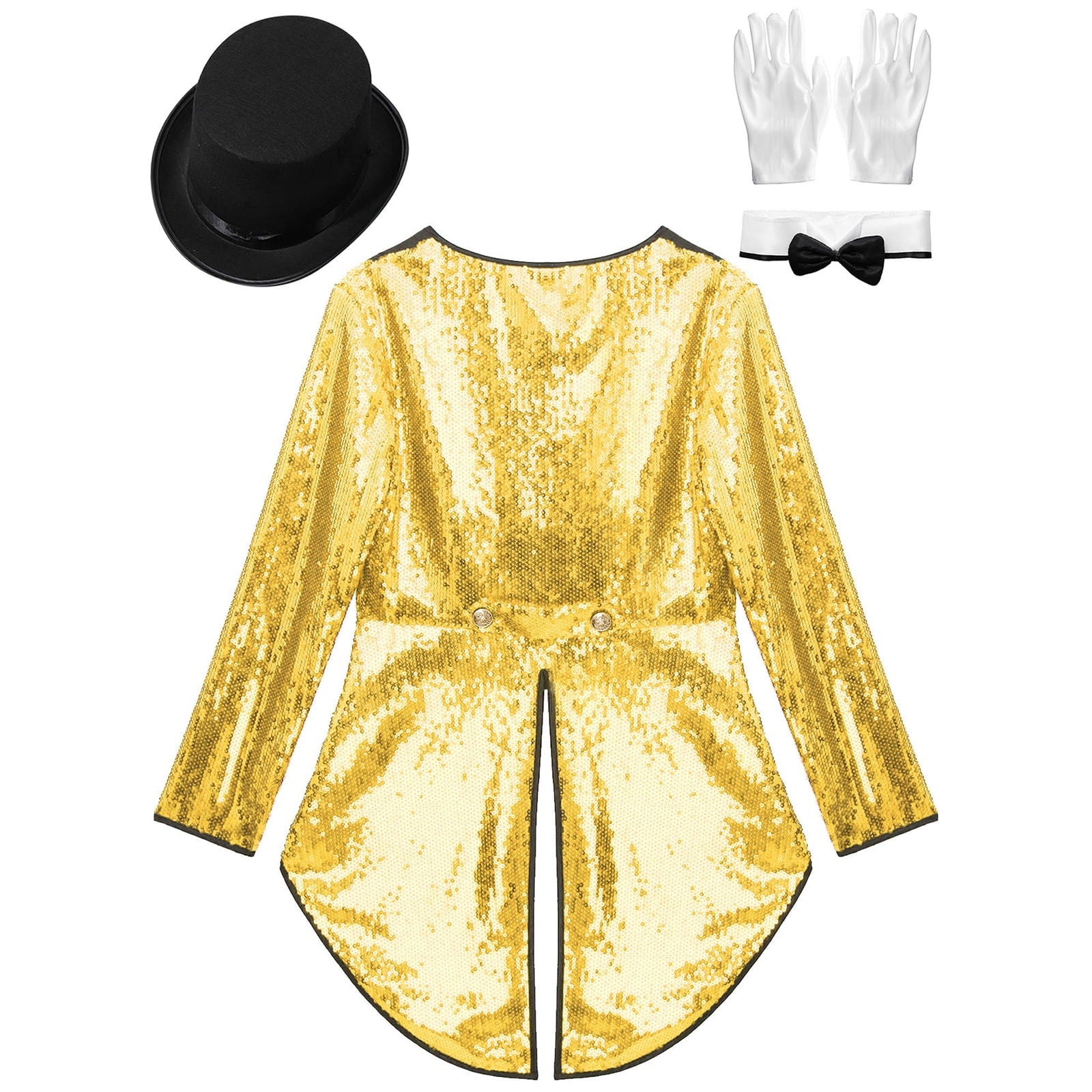 iiniim Women Magician Cosplay Sequin Tailcoat Circus Showman One-Button Tuxedo Jacket Outfits Red M