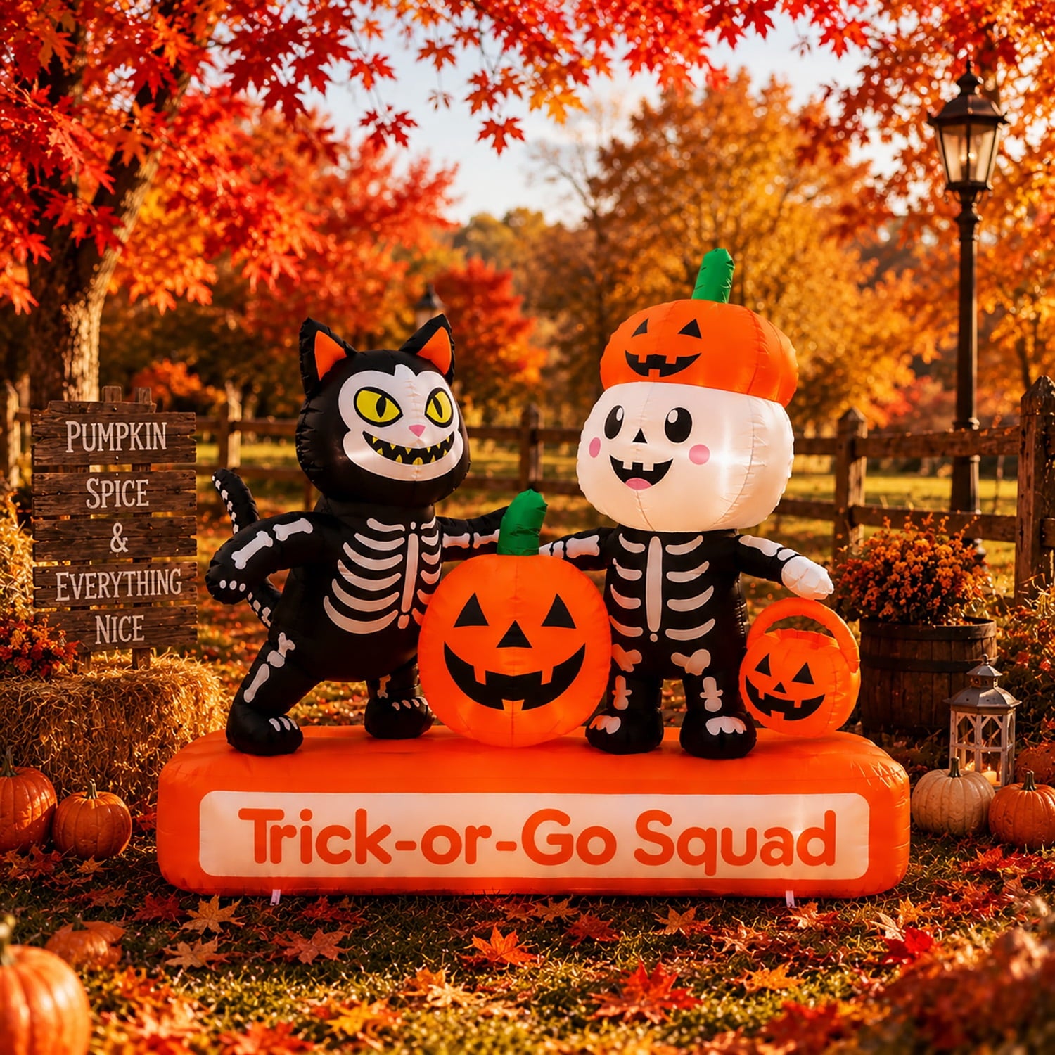 Toiyjofe 5.5 ft Halloween Inflatable Ghost with Pumpkin, LED Lighted Cute Halloween Yard Decoration for Porch, Lawn, Walkway & Party
