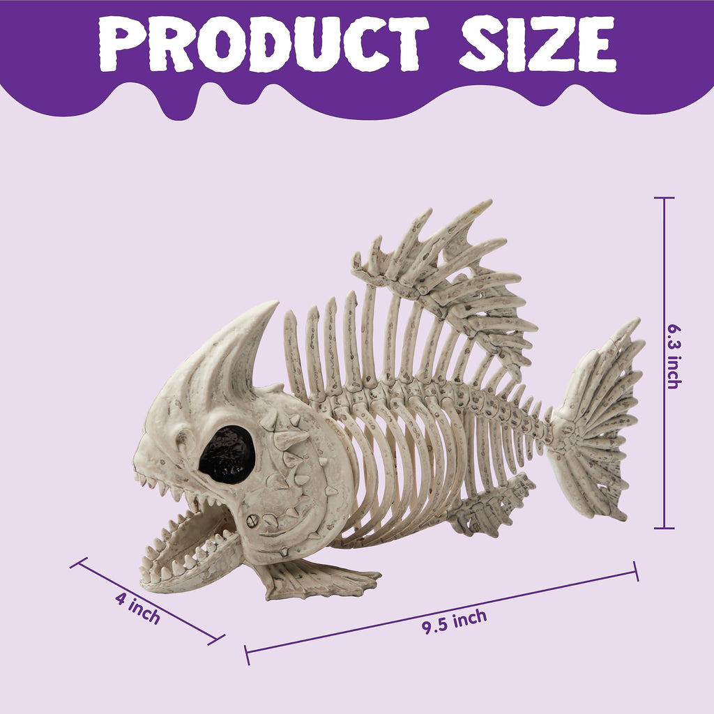 Joyfy Halloween Skeleton Fish Skeleton Halloween Decor,Plastic Skeleton with LED Eye for Halloween Decoration Outdoor Haunted House Party