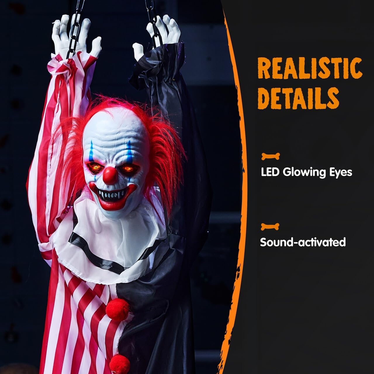 Joyfy 4 Pcs Halloween Decorations Outdoor Hanging Clown Ghost,29" Scary Outdoor Halloween Decor for Halloween Haunted House Decor Props