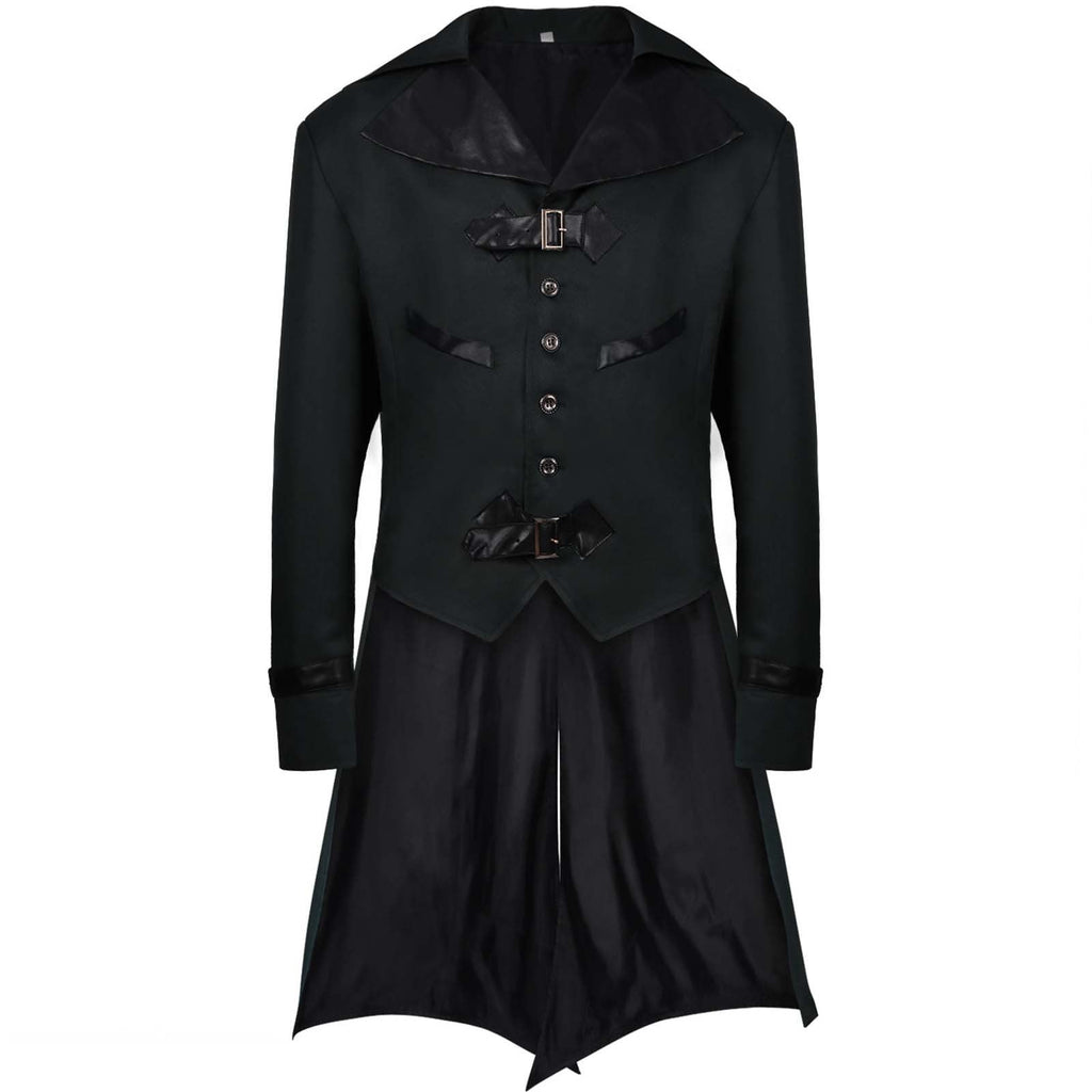 QATAINLAV Men's Vintage Steampunk Gothic Victorian Jacket Medieval Renaissance Pirate Frock Coat Formal Tuxedo Halloween Costumes Birthday Gifts Coffee S