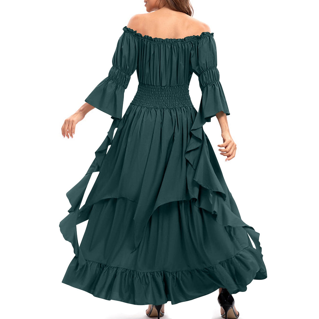LYXSSBYX Maxi Dresses for Women Women's Long Sleeve Neck Dress Floor Length Cosplay Dress Plus Size Dress