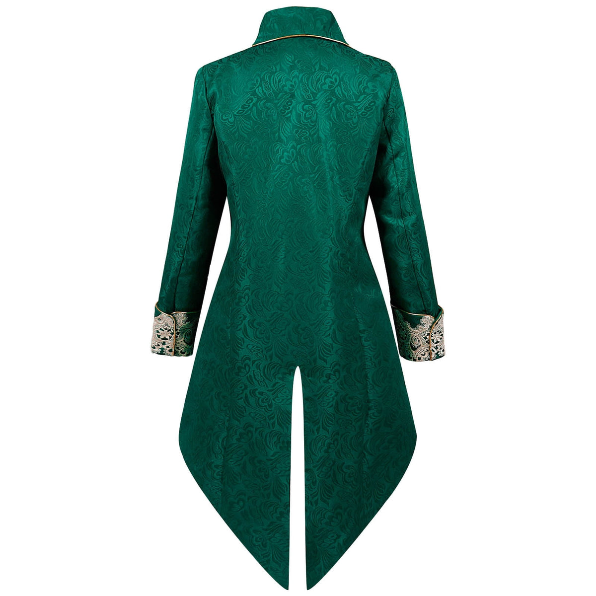 Lilgiuy Men's Steampunk Mid-Century Swallow-tailed Coat Patchwork Turn-down Collar Long-sleeved Gothic Victorian Coat Uniform Halloween Costume (Army Green)