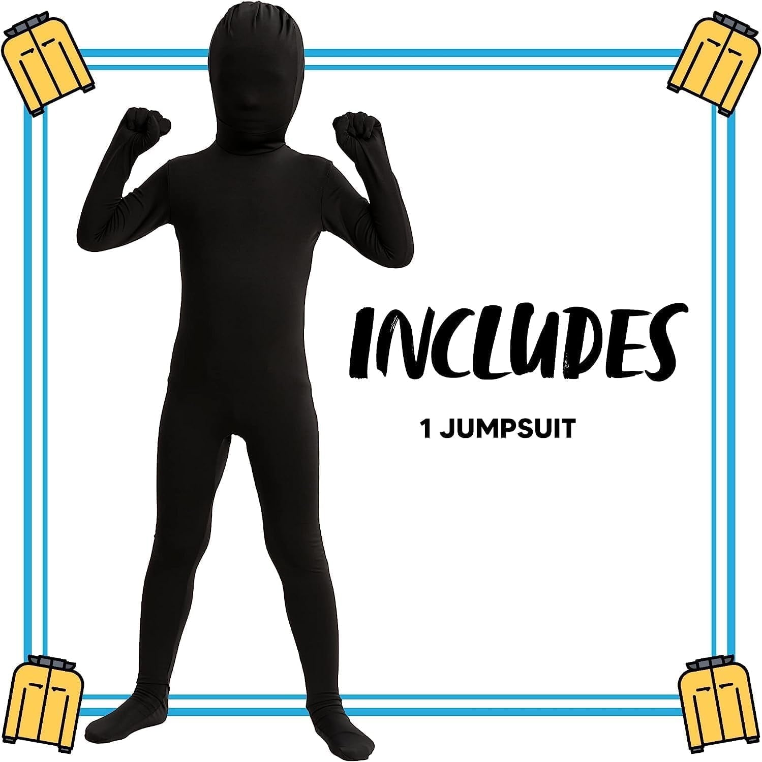 Joyfy Scary Halloween Costume for Kids, Slenderman Skin Bodysuit Skinsuit for Boys Girls Halloween Dress up Party Age up to 12 Years