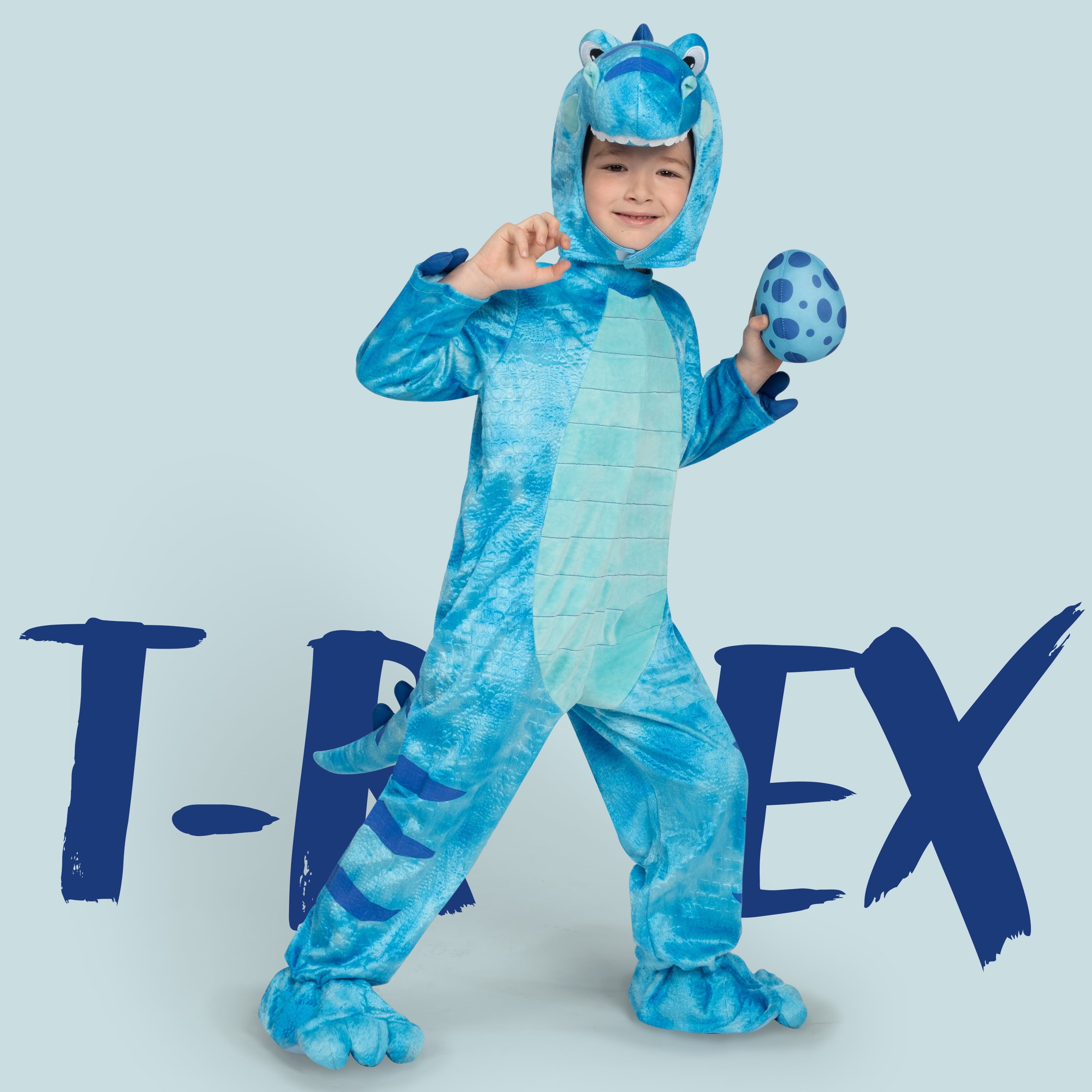 Joyfy Halloween Realistic Blue Tyrannosaurus Rex Children's Dinosaur Costume (with Egg) Suitable for Infant and Toddler Halloween Dress up Party
