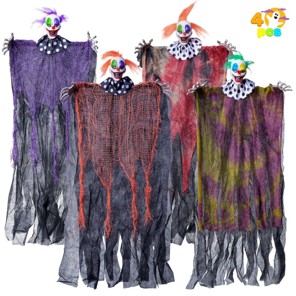 Joyfy 4 Pcs Halloween Decorations Outdoor Hanging Clown Ghost,29" Scary Outdoor Halloween Decor for Halloween Haunted House Decor Props