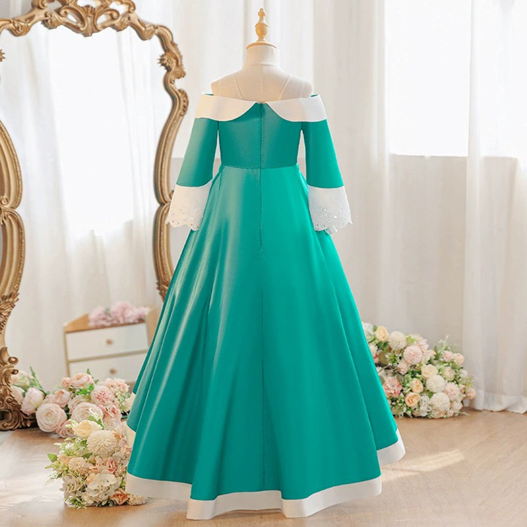 KAWELL Princess Costume Dress for Birthday Halloween Cosplay Dress Up With Crown Brooch Star Stick Accessories Green