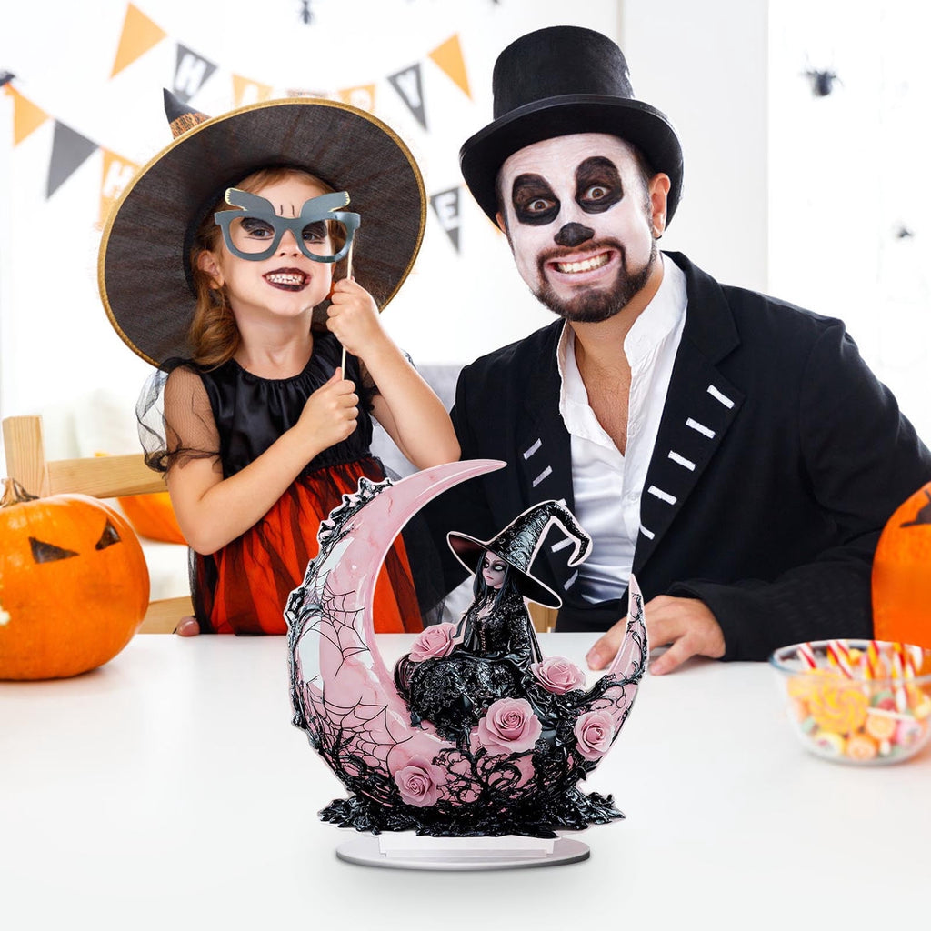 PEIBang Halloween Witch 2D Acrylic Decor,Halloween Tabletop Centerpiece for Living Room Home Party Decorations