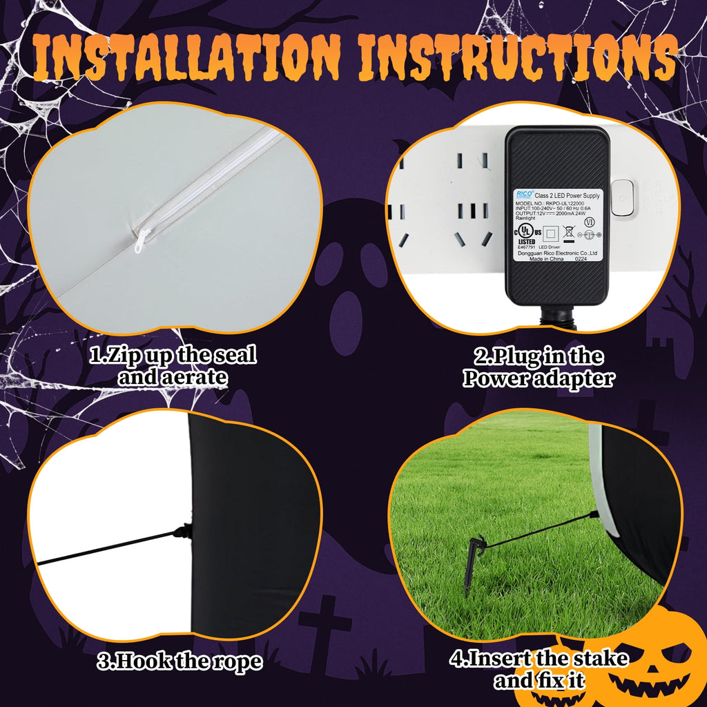 Zimtown 12 FT Halloween Inflatables Ghost Outdoor Halloween Decoration w/ Pumpkins Head