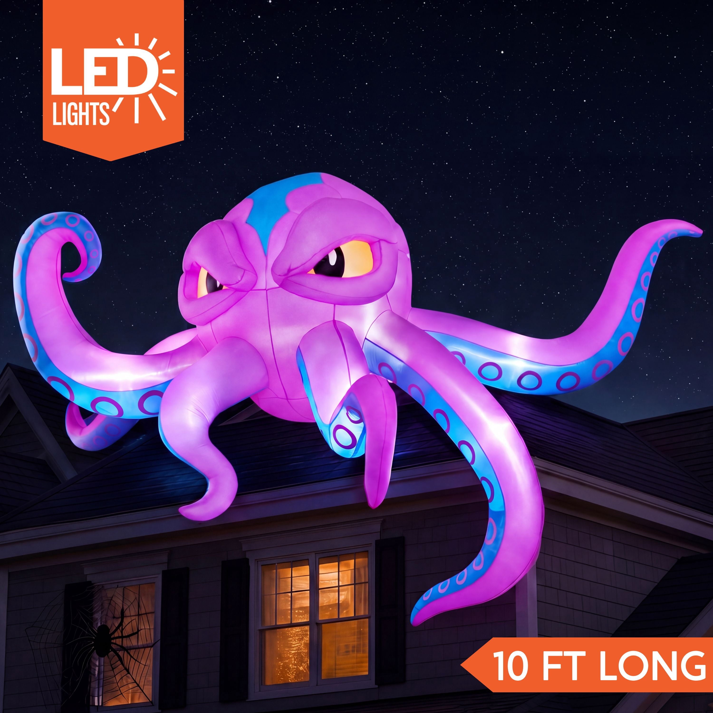 Joyfy 4.5 FT Halloween Inflatable Decorations Outdoor Scary Flying Ghost Broke Out from Window with Built-in LED Blow Up Inflatable for Window Decoration Yard Garden Lawn Decor