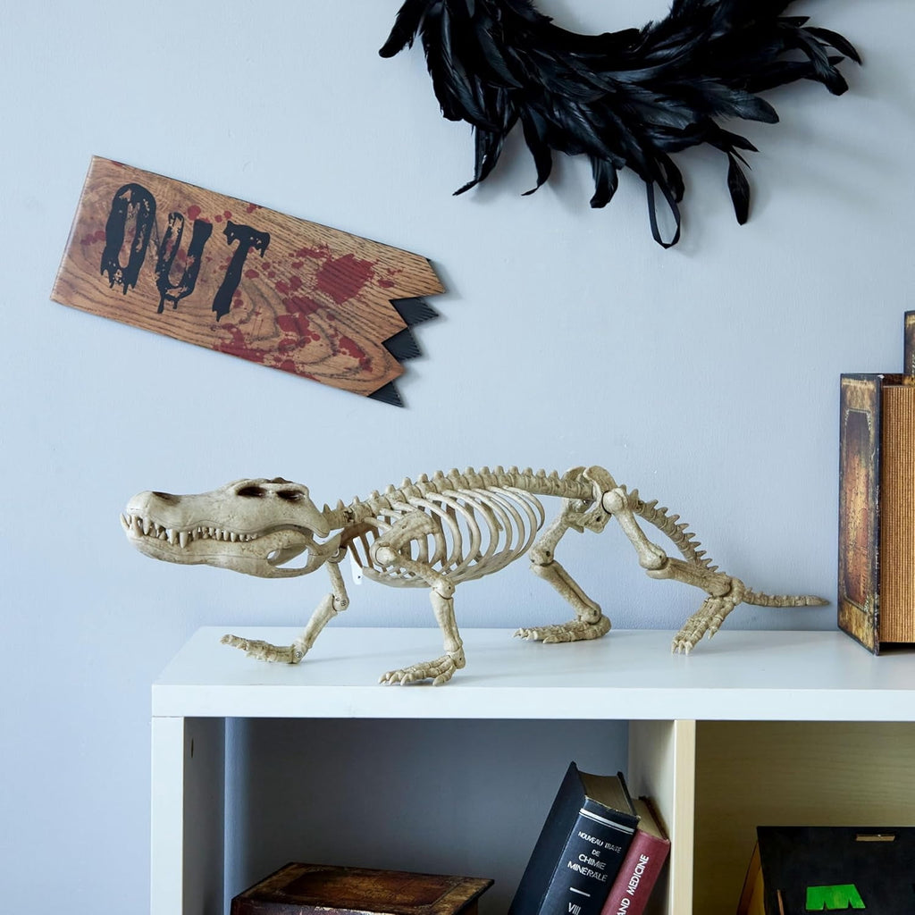 Joyfy Halloween Skeleton Fish Skeleton Halloween Decor,Plastic Skeleton with LED Eye for Halloween Decoration Outdoor Haunted House Party