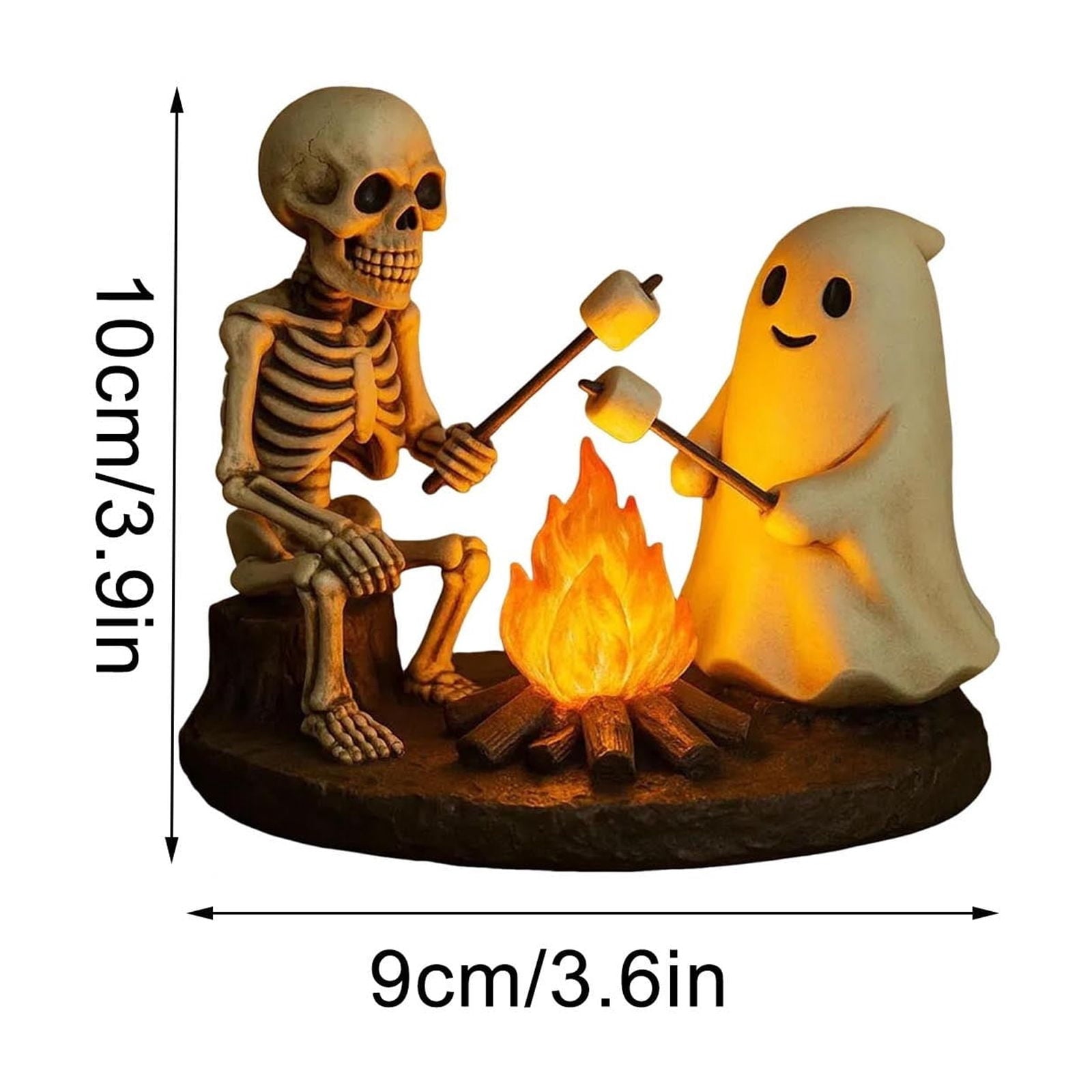 YZEGDCH Halloween 3D Ghost Campfire Flickering Night Light 2 Funny Roasting Marshmallows at Campfire LED Electric Faux Flameless Campfire Nightlight Funny Halloween Decor