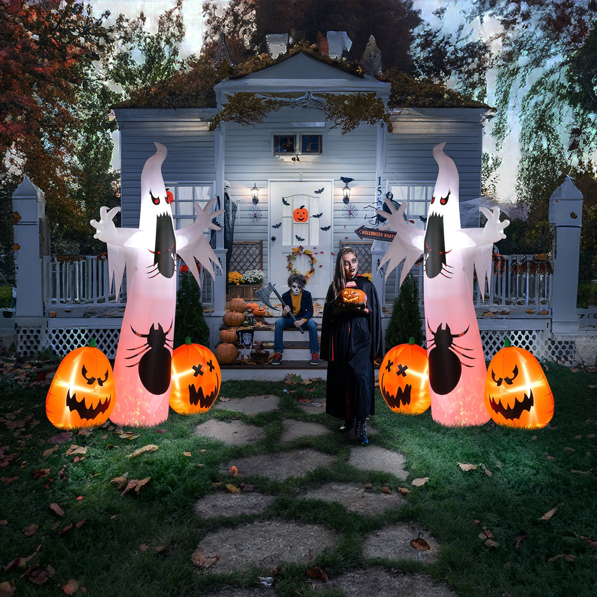 UBesGoo 10 ' Halloween Ghost Arch Outdoor Halloween Inflatables for Patio Garden Decor