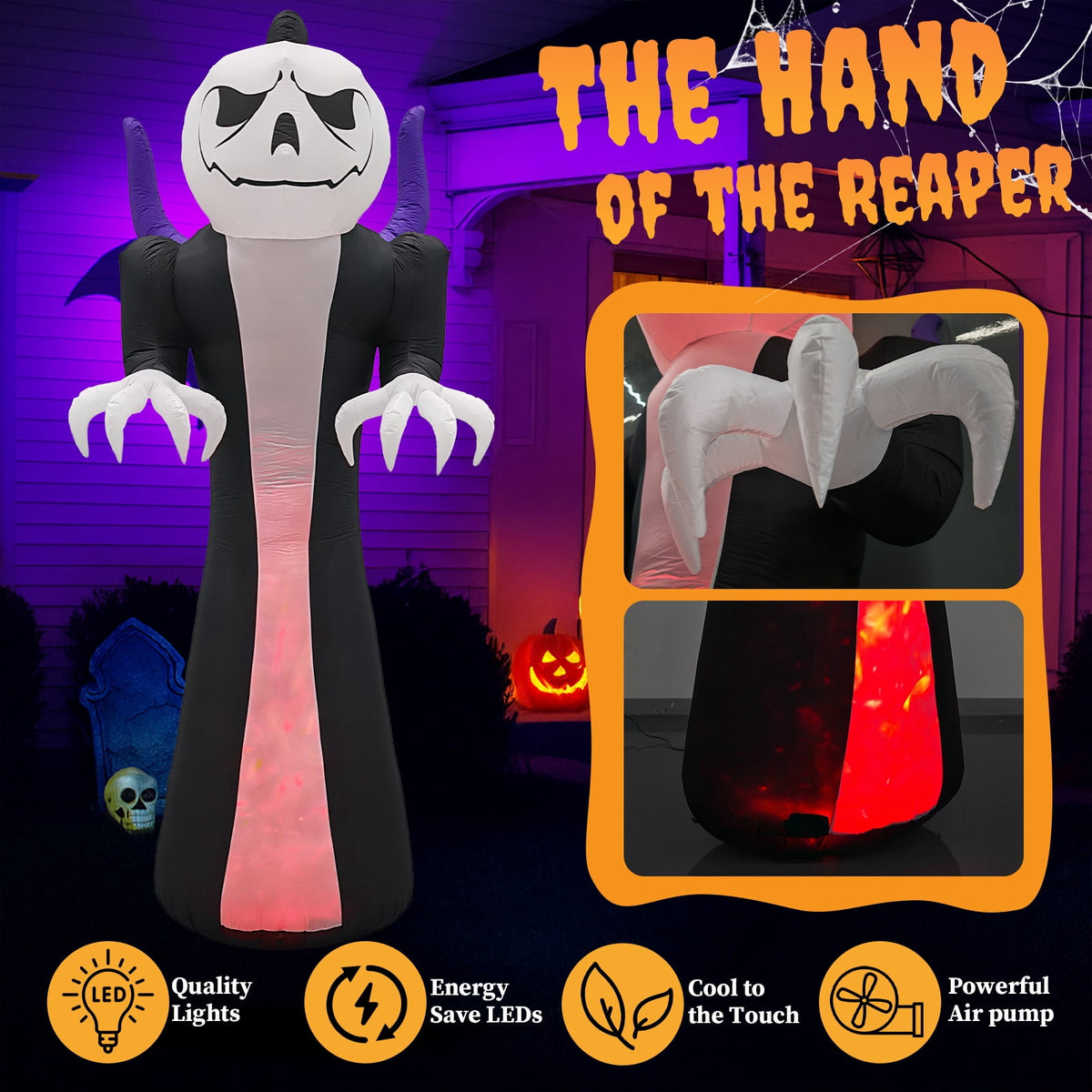 Zimtown 12 FT Halloween Inflatables Ghost Outdoor Halloween Decoration w/ Pumpkins Head