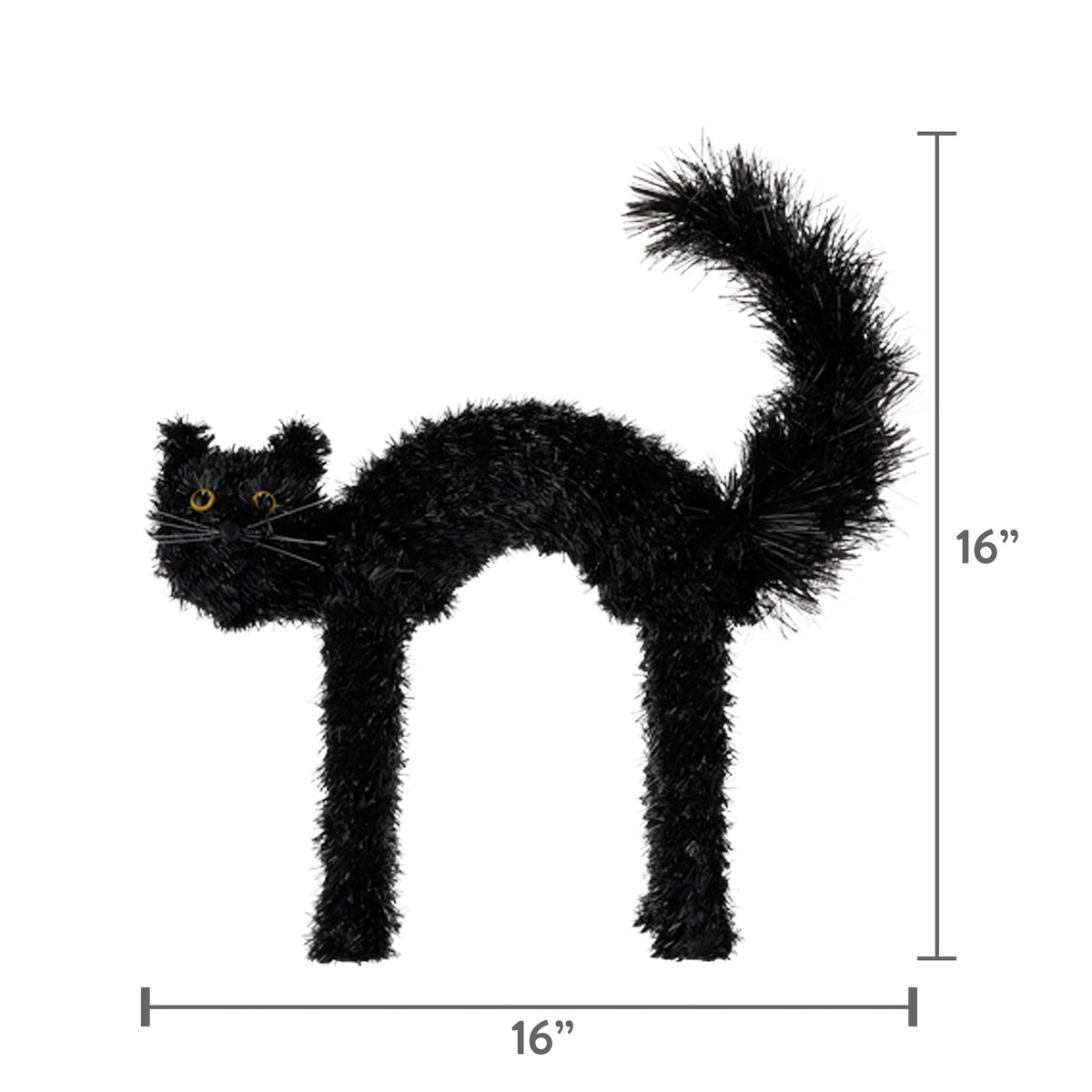 Tinsel Scaredy Cat Decoration, Black, 15", Halloween by Way To Celebrate