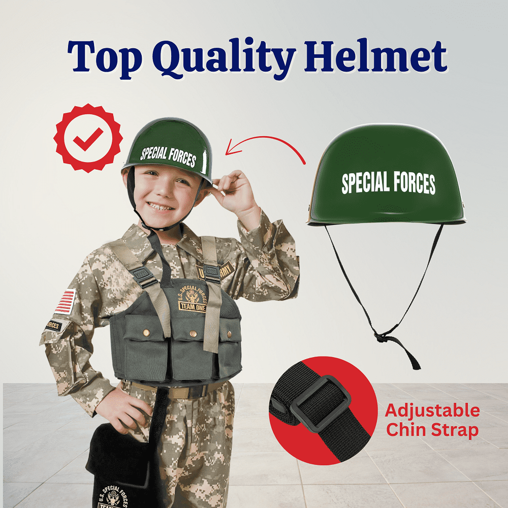 Dress Up America Soldier Costume for Boys – Kids Army Special Forces Uniform – Military Halloween Outfit – Ages 4–6