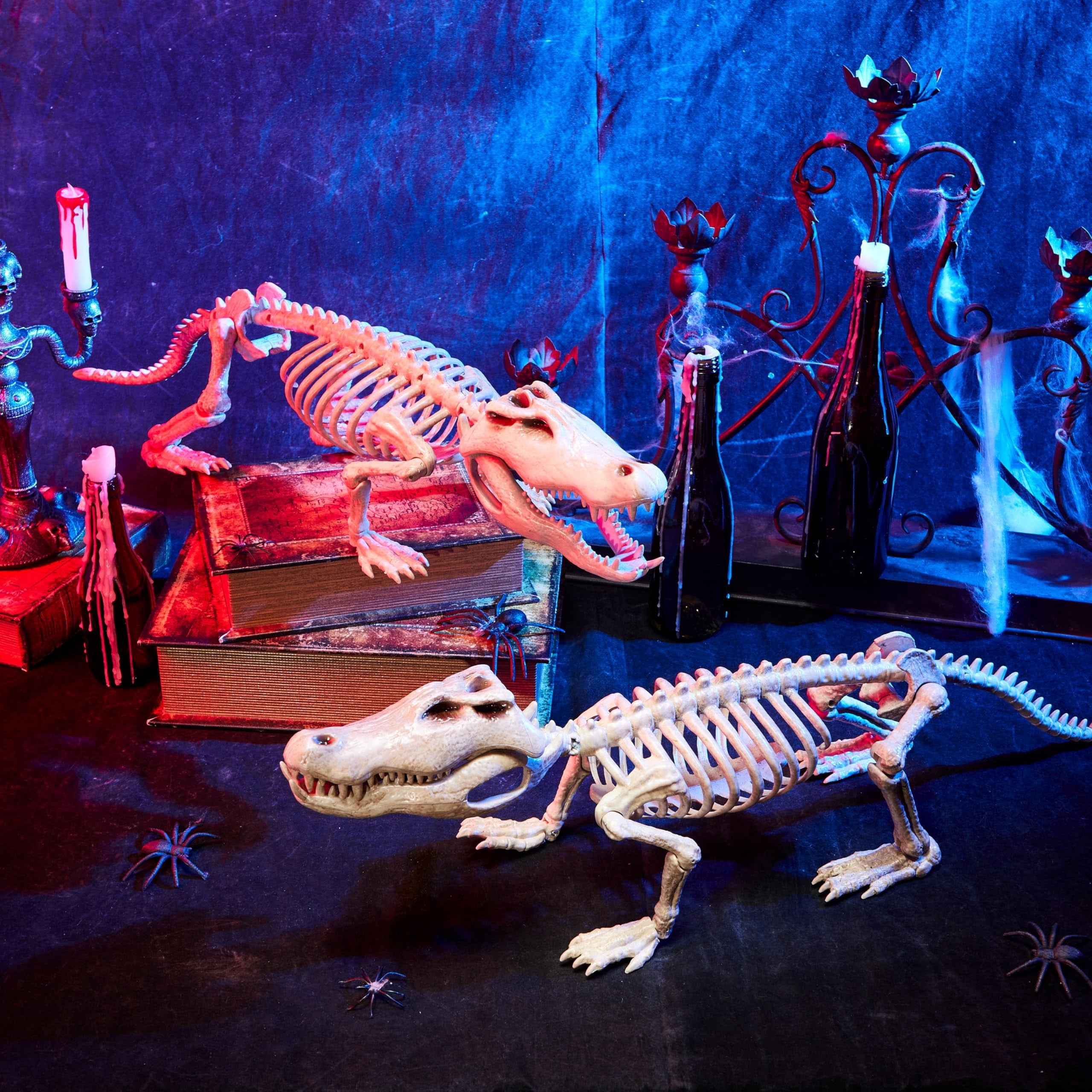 Joyfy Halloween Skeleton Fish Skeleton Halloween Decor,Plastic Skeleton with LED Eye for Halloween Decoration Outdoor Haunted House Party