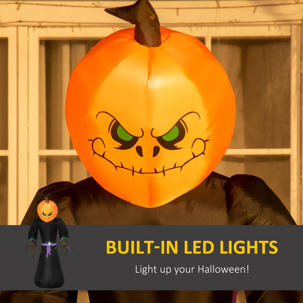 HOMCOM Inflatable Ghost with Pumpkin, Halloween Outdoor LED Lighted Yard Decoration, Waterproof