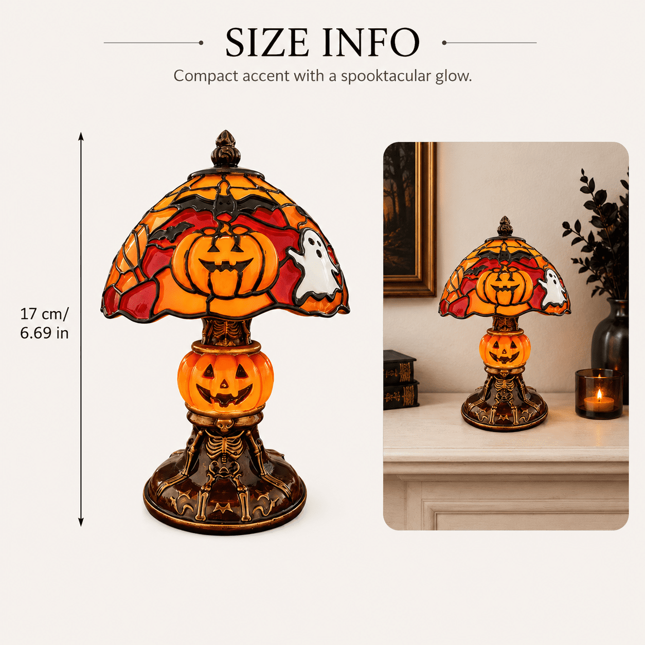 Diceymbol Halloween Decorations and Fall Decor, Halloween Venue Decoration Ghost Props LED Illuminated Ghost Decorations for Tabletop, Mantel, Shelf Indoor Outdoor 9.05 inch